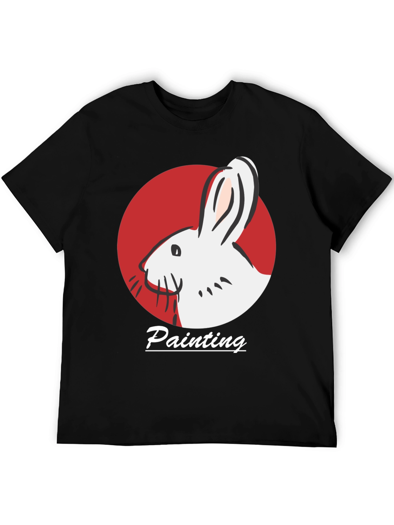Rabbit Painting Black T-Shirt