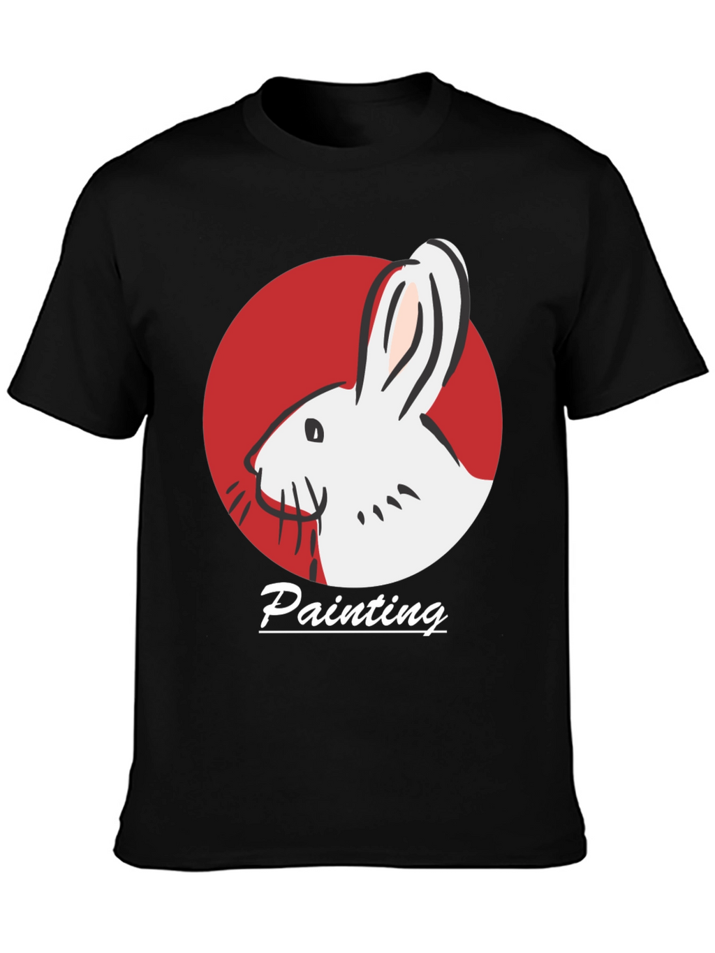 Rabbit Painting Black T-Shirt