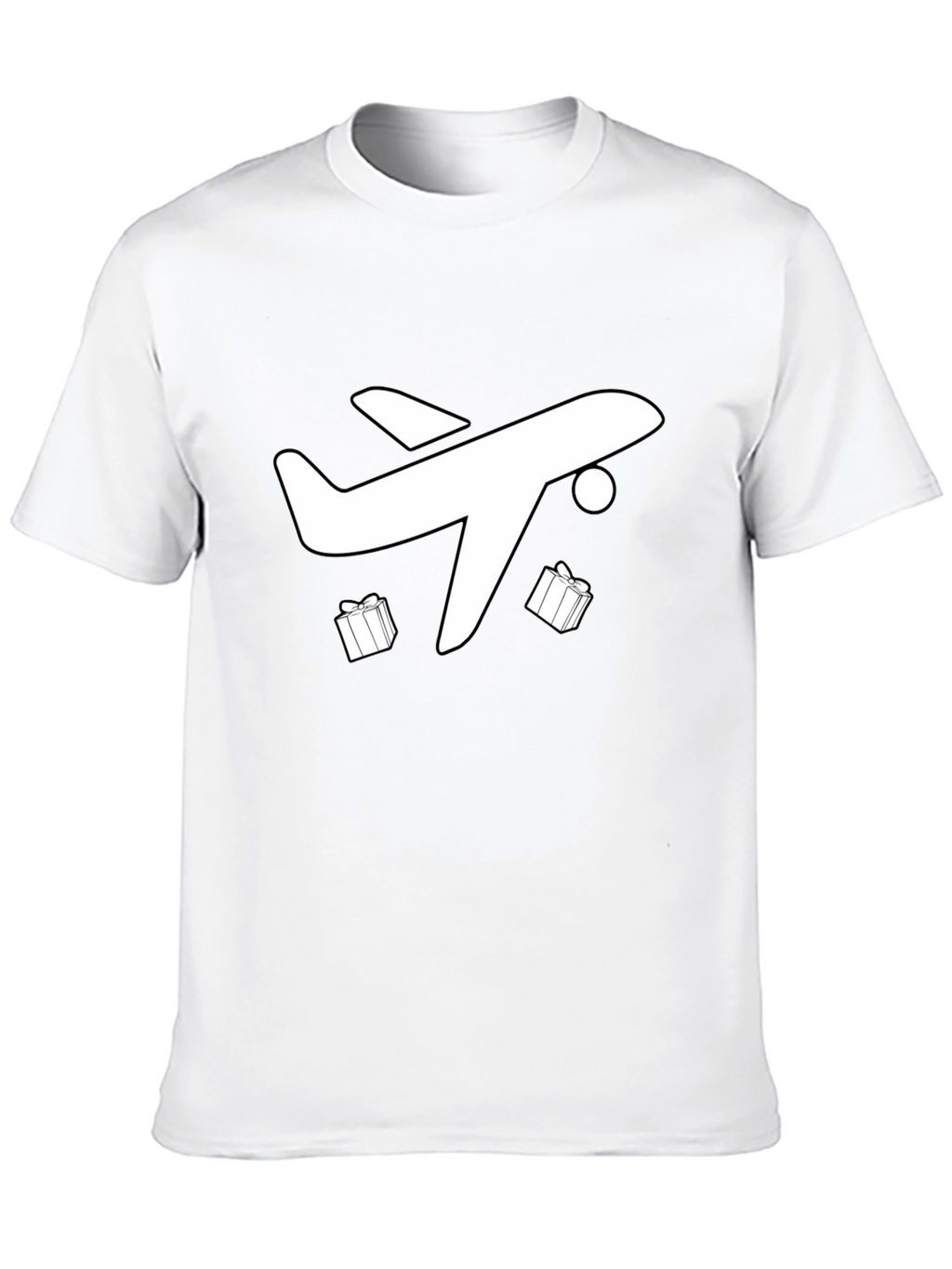 Airplane & Gift T-Shirt - Black Holiday Travel Tee