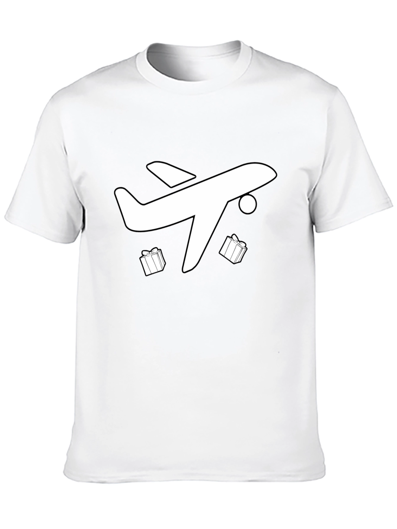 Airplane & Gift T-Shirt - Black Holiday Travel Tee
