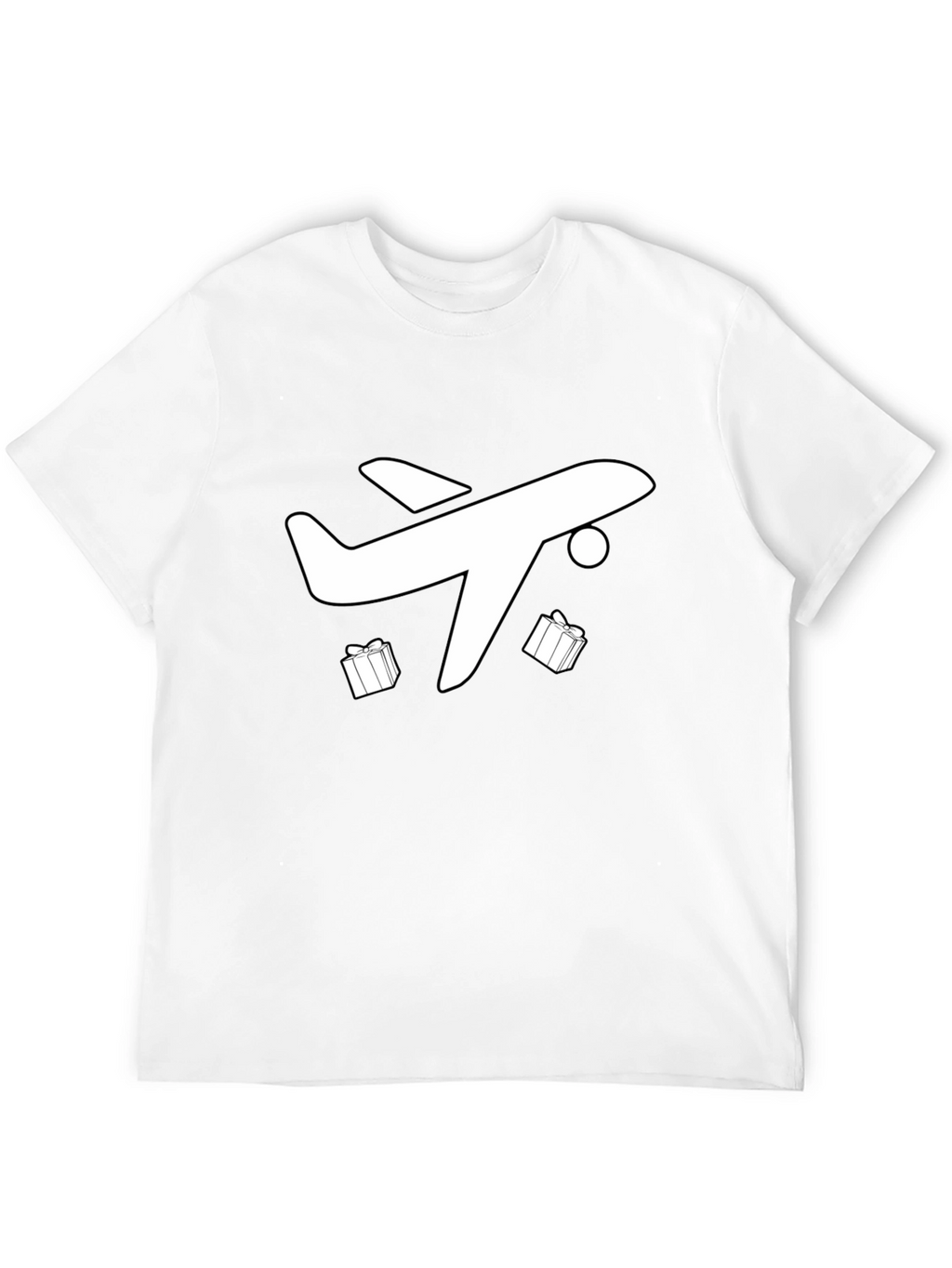 Airplane & Gift T-Shirt - Black Holiday Travel Tee