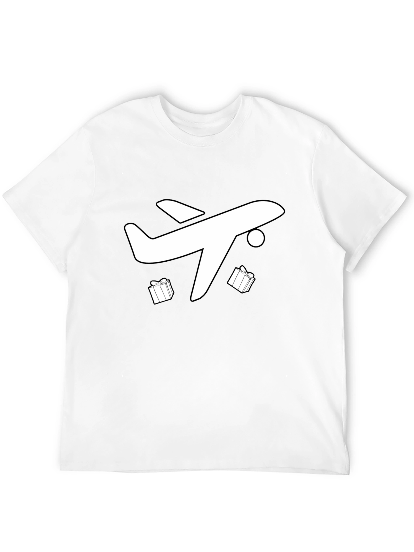 Airplane & Gift T-Shirt - Black Holiday Travel Tee