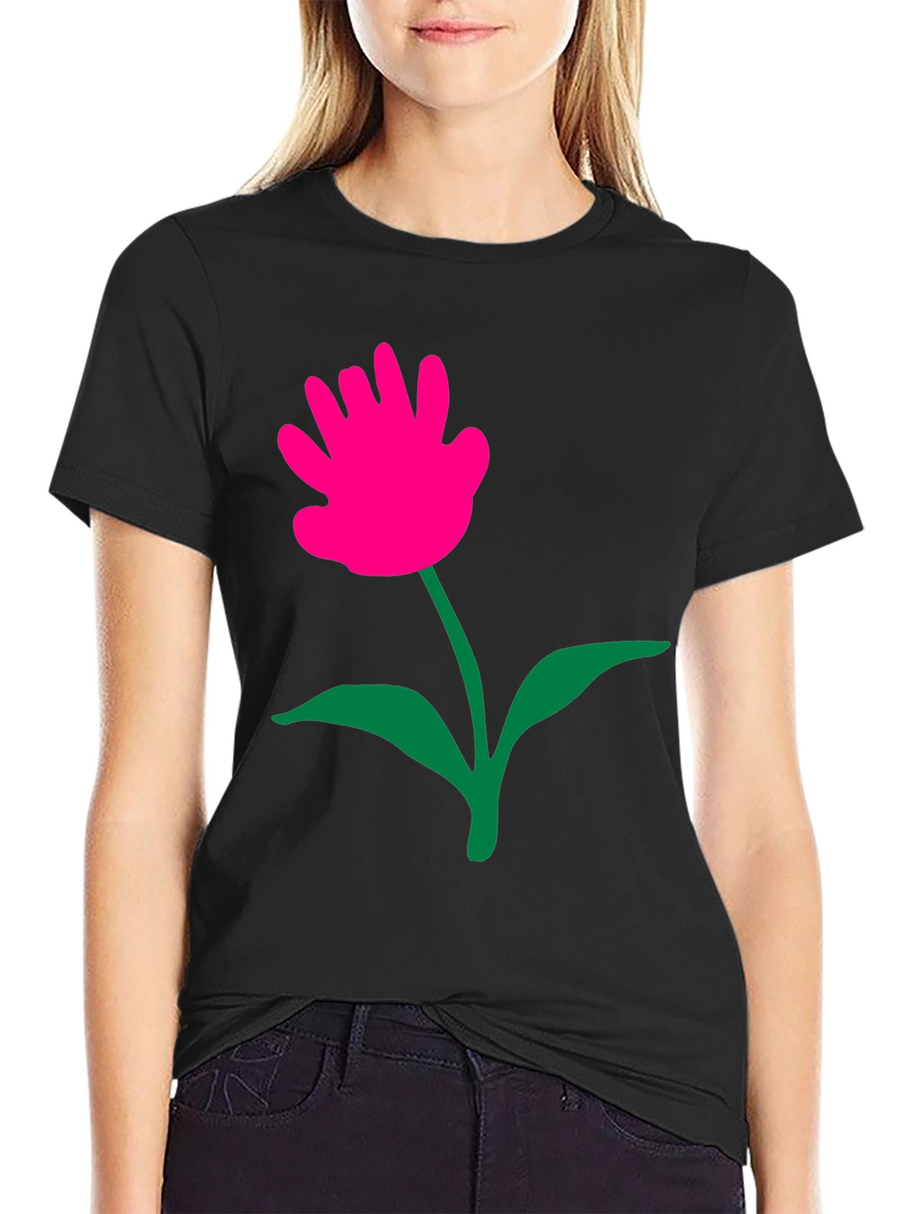 Funky Flower Graphic Tee - Black