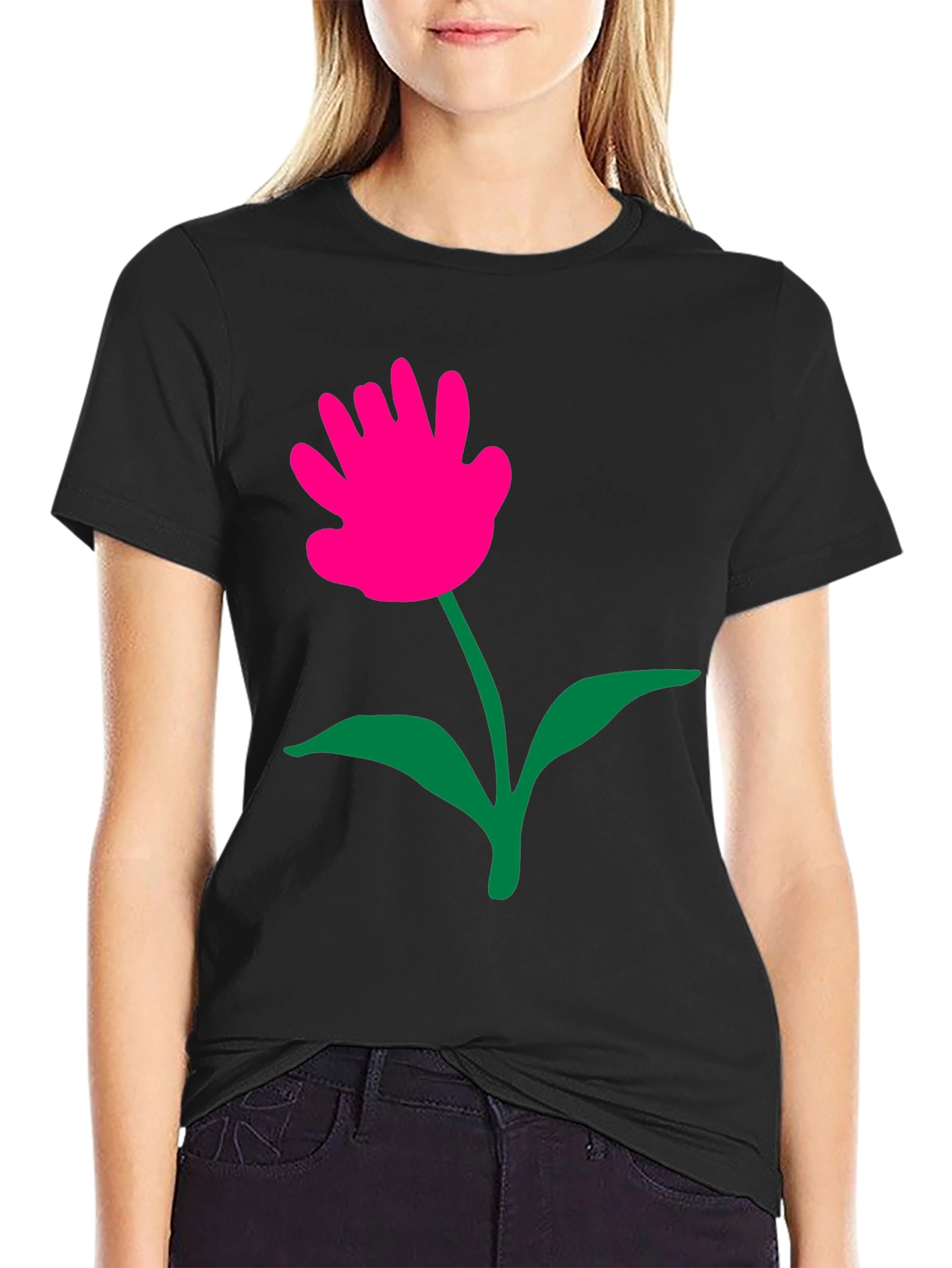 Funky Flower Graphic Tee - Black