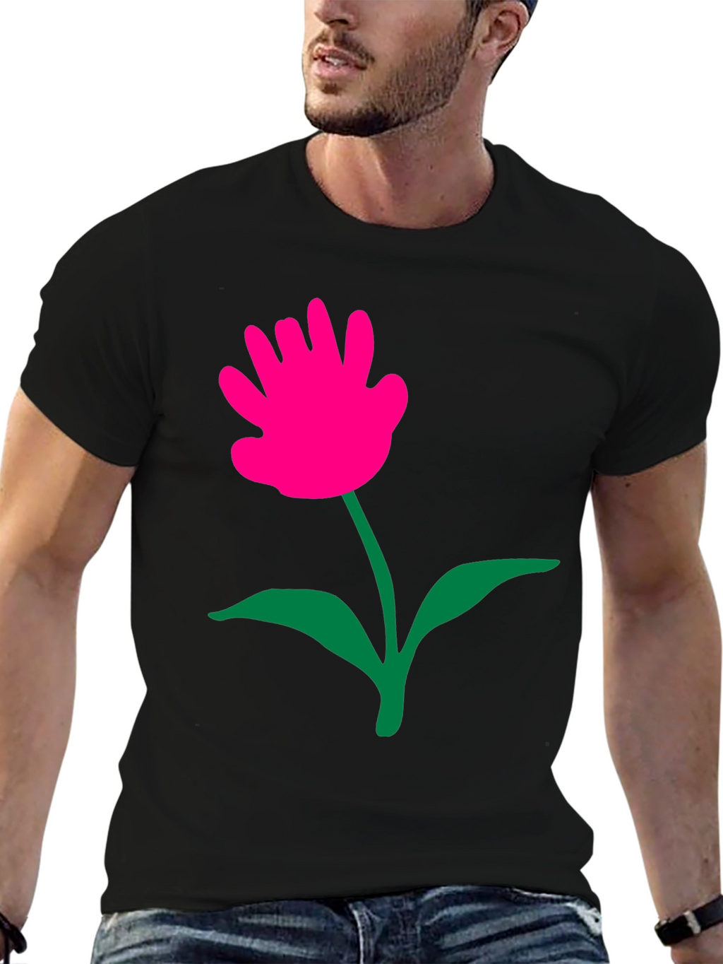 Funky Flower Graphic Tee - Black