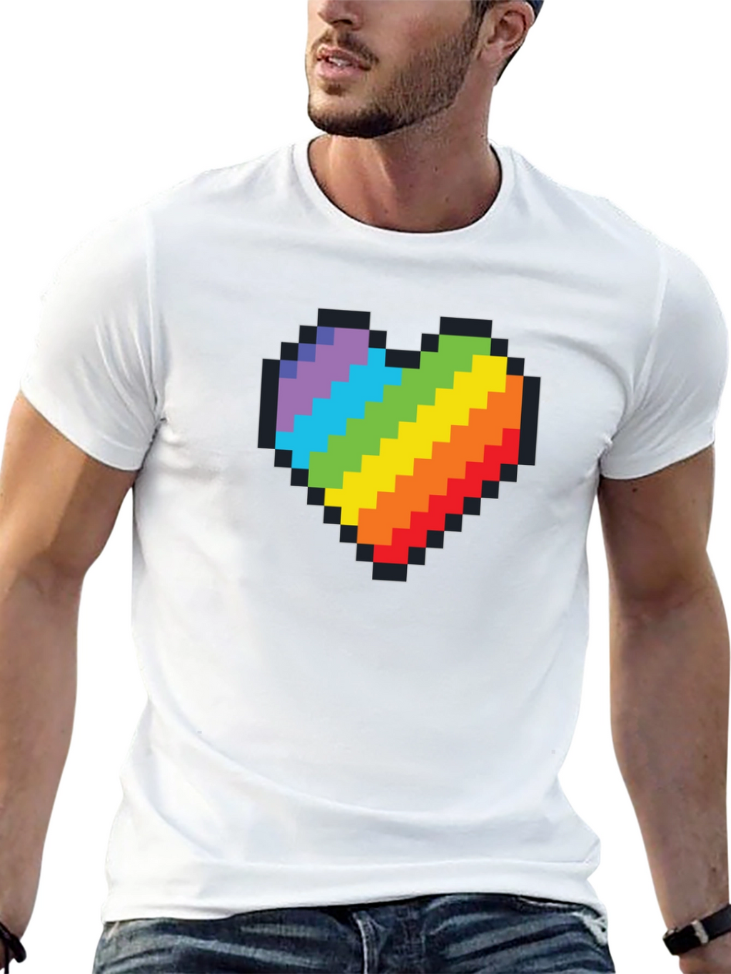 Pixel Heart Pride T-Shirt - Black