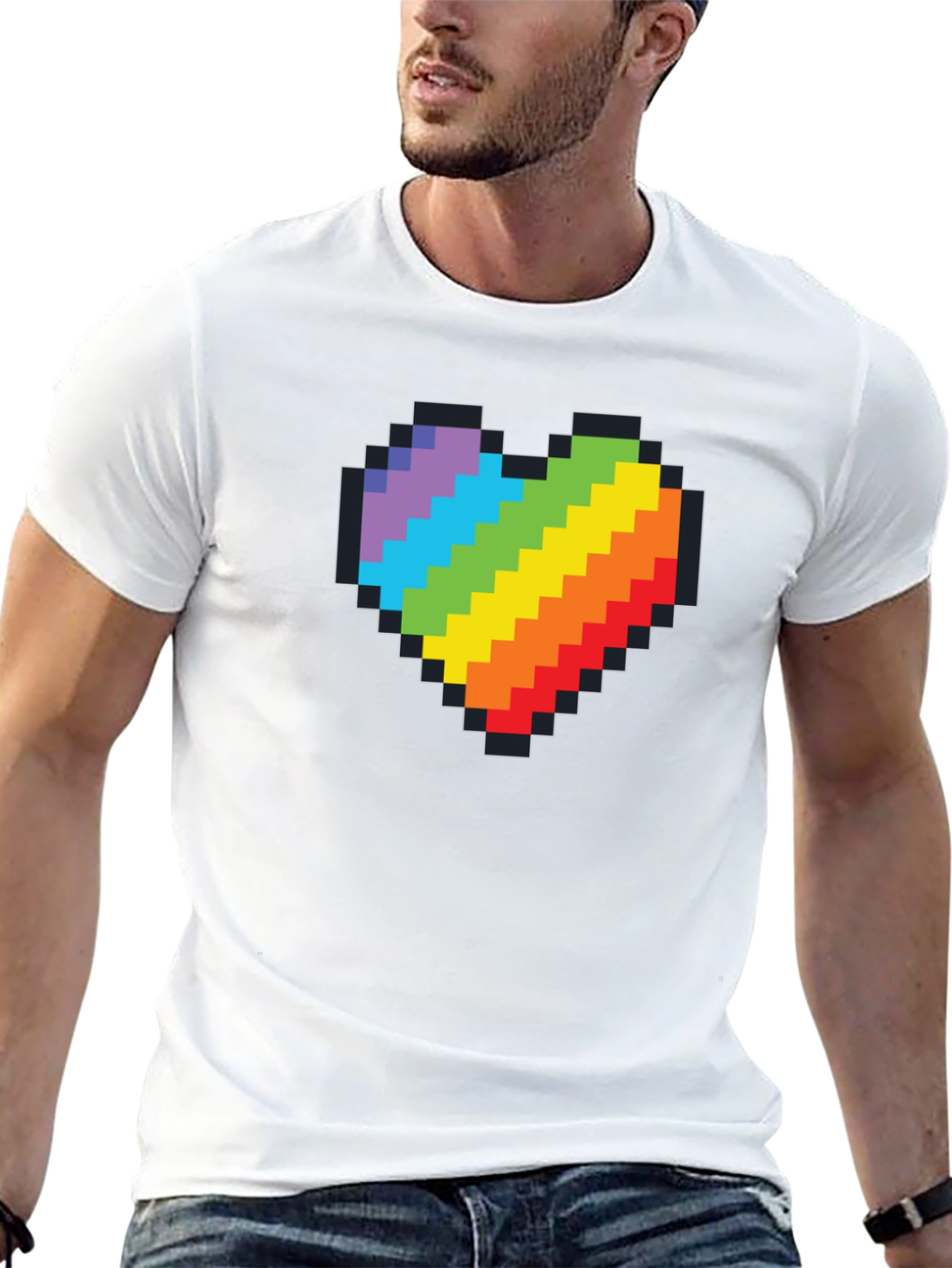 Pixel Heart Pride T-Shirt - Black