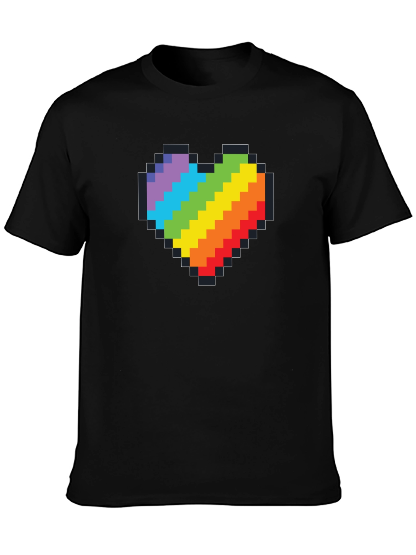 Pixel Heart Pride T-Shirt - Black
