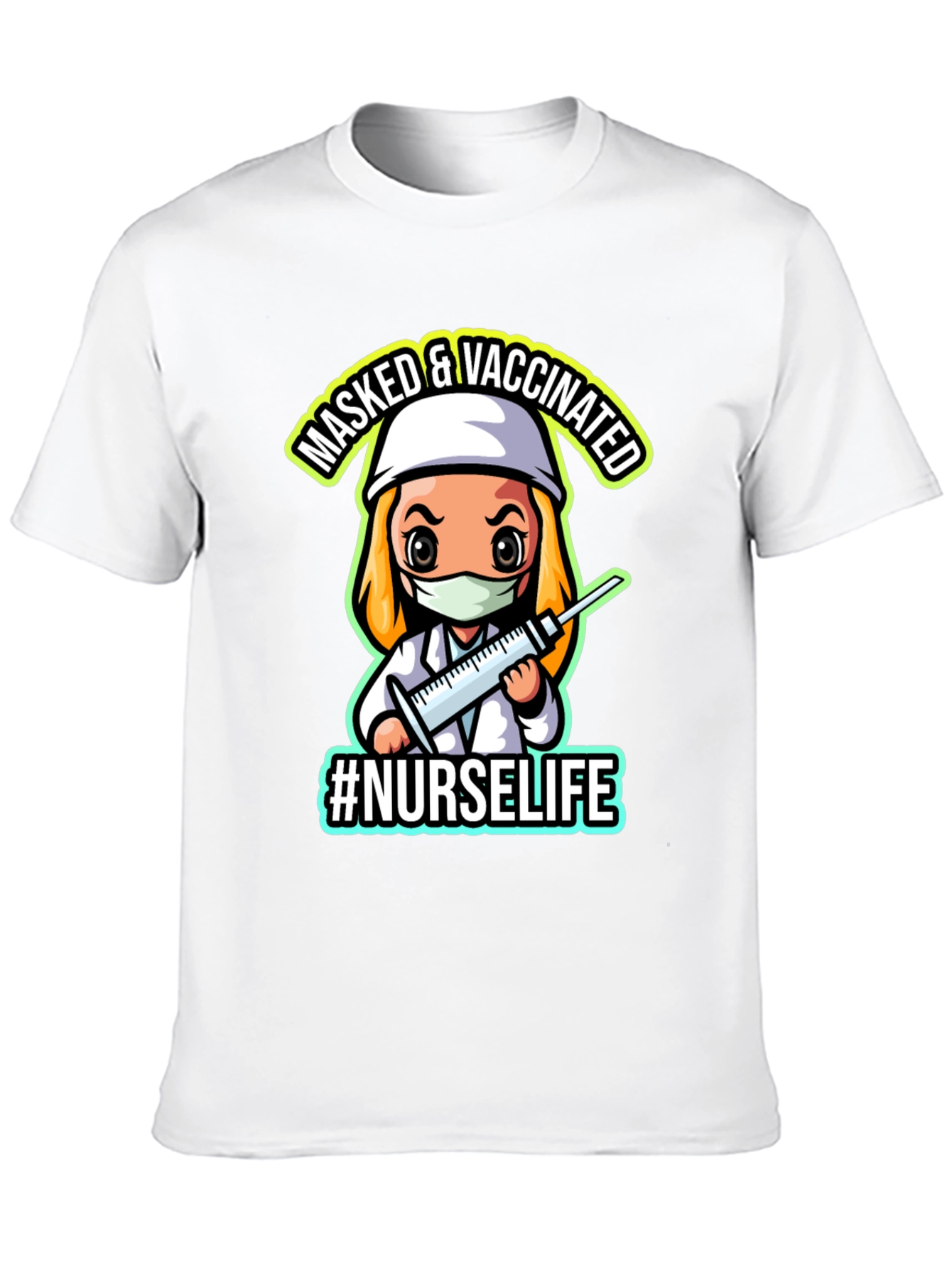 Masked & Vaccinated #NurseLife Black T-Shirt