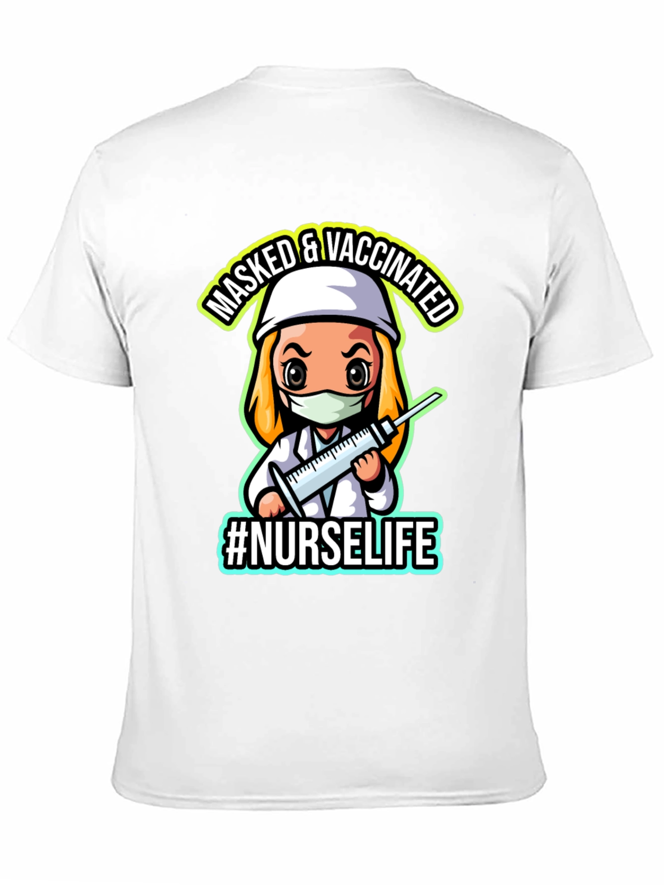 Masked & Vaccinated #NurseLife Black T-Shirt