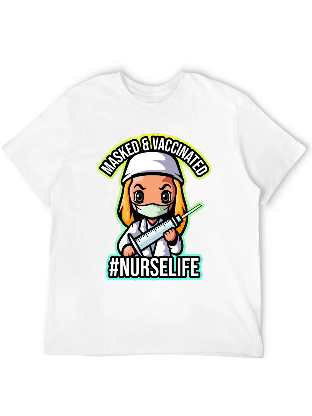 Masked & Vaccinated #NurseLife Black T-Shirt