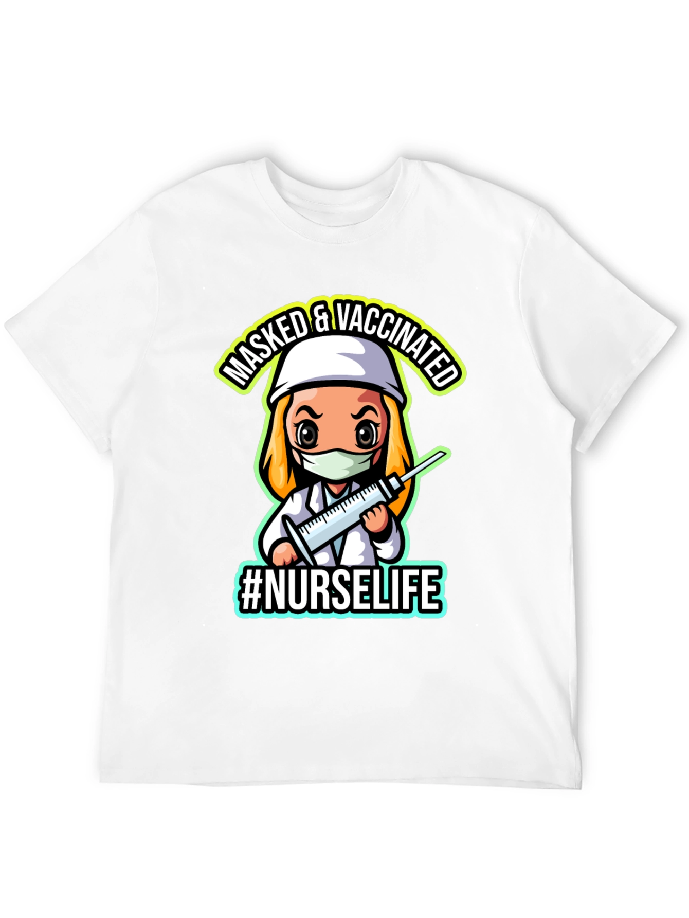 Masked & Vaccinated #NurseLife Black T-Shirt