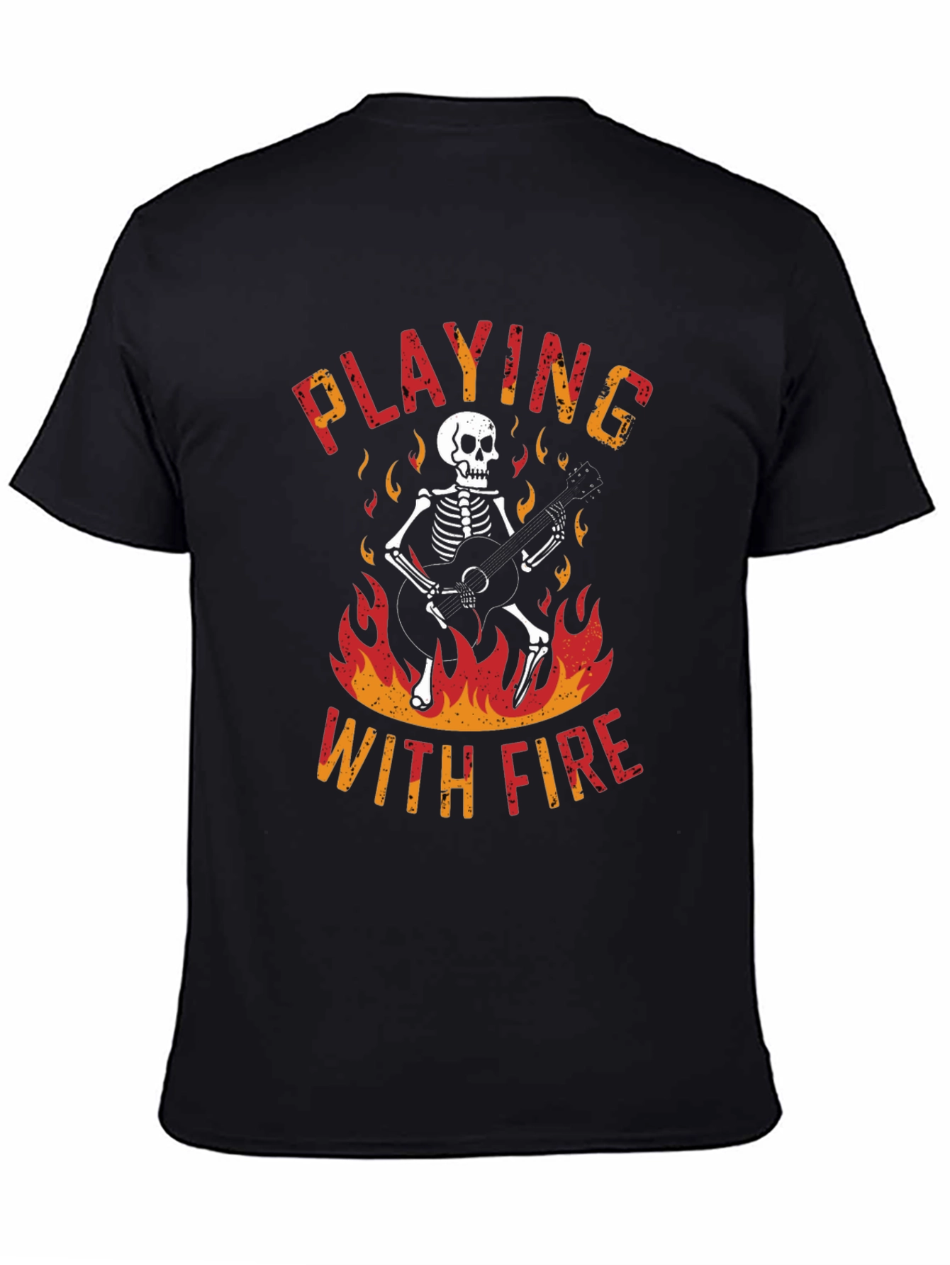 Skeleton Playing Guitar Graphic T-Shirt