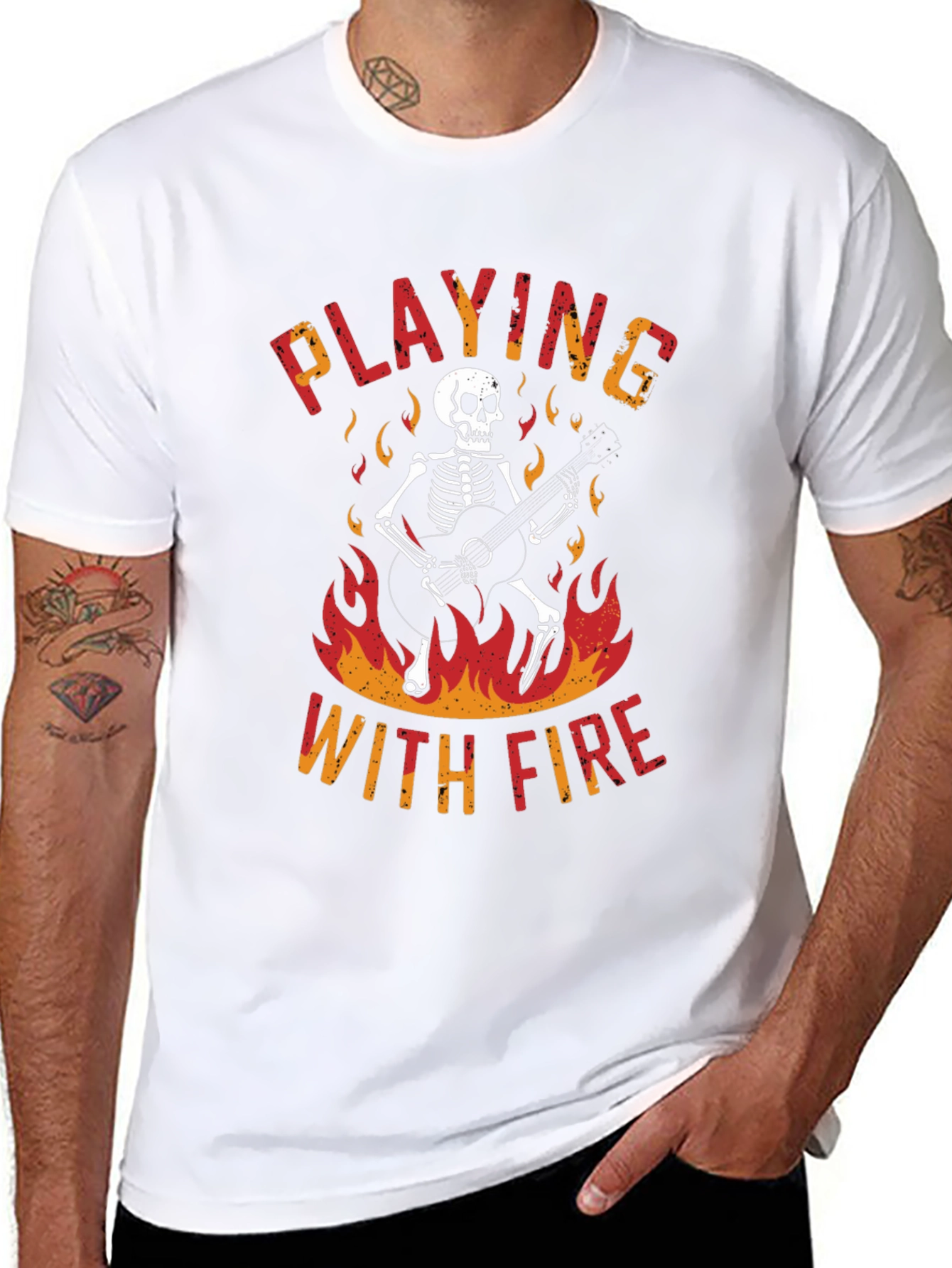 Skeleton Playing Guitar Graphic T-Shirt