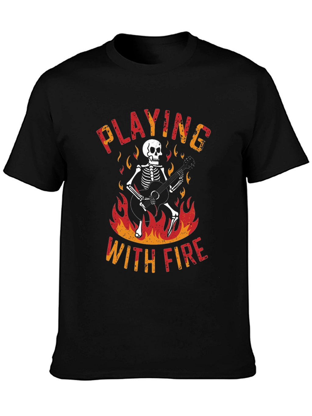 Skeleton Playing Guitar Graphic T-Shirt