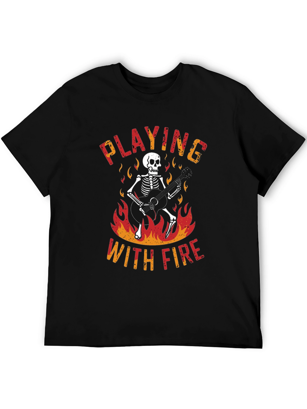 Skeleton Playing Guitar Graphic T-Shirt