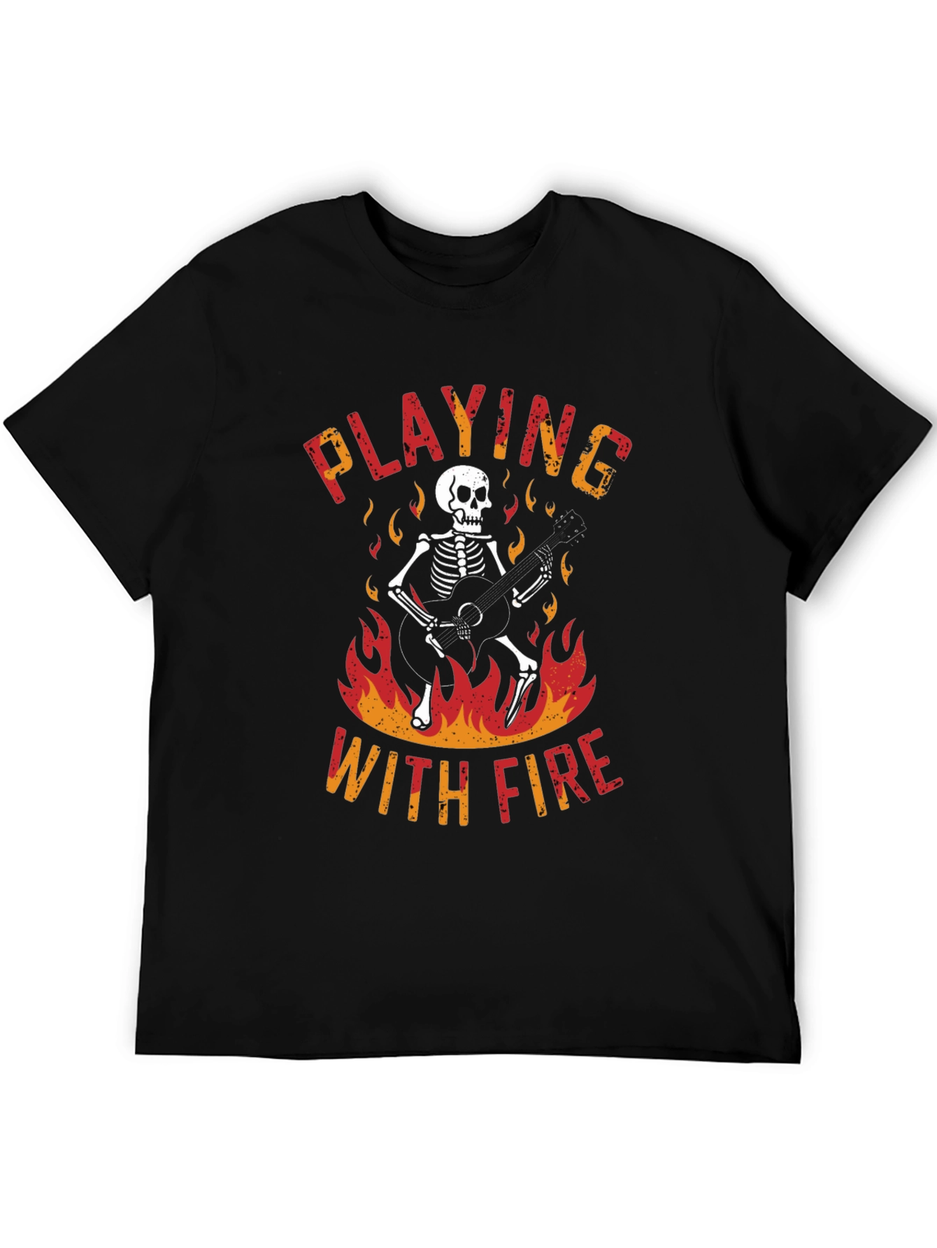 Skeleton Playing Guitar Graphic T-Shirt
