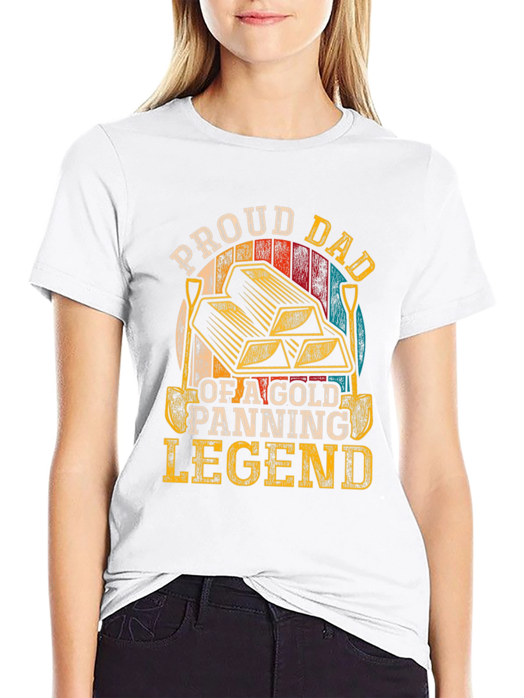 Proud Dad Gold Panning Legend Black T-Shirt