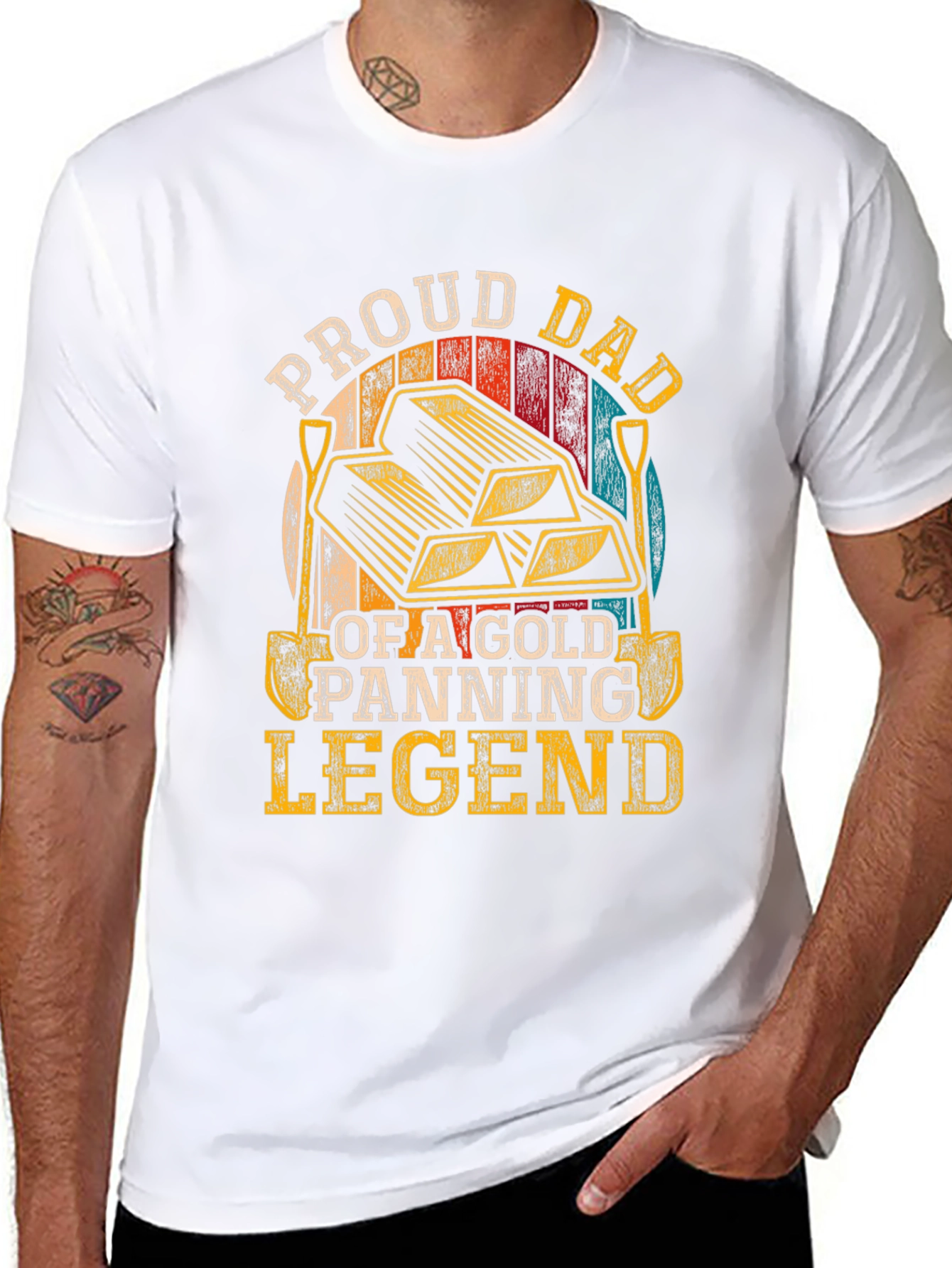 Proud Dad Gold Panning Legend Black T-Shirt