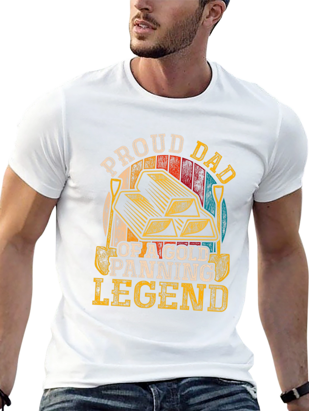 Proud Dad Gold Panning Legend Black T-Shirt