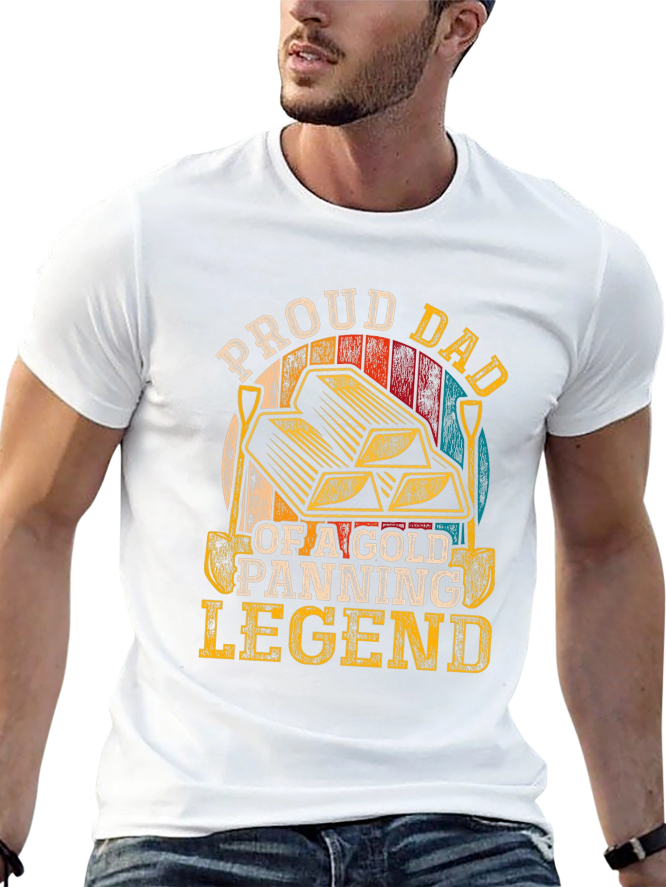 Proud Dad Gold Panning Legend Black T-Shirt