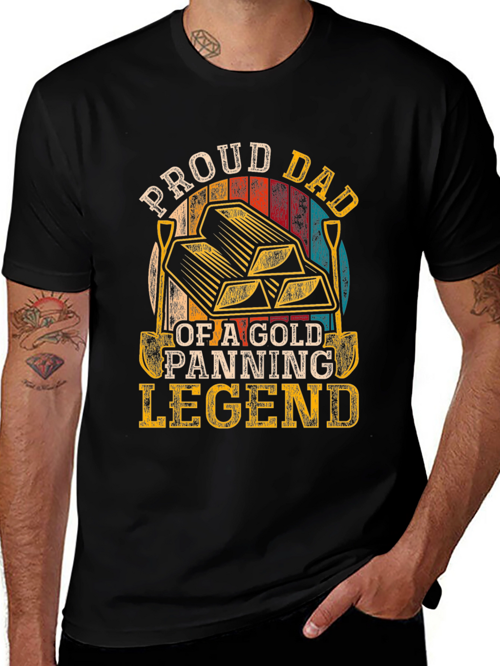Proud Dad Gold Panning Legend Black T-Shirt