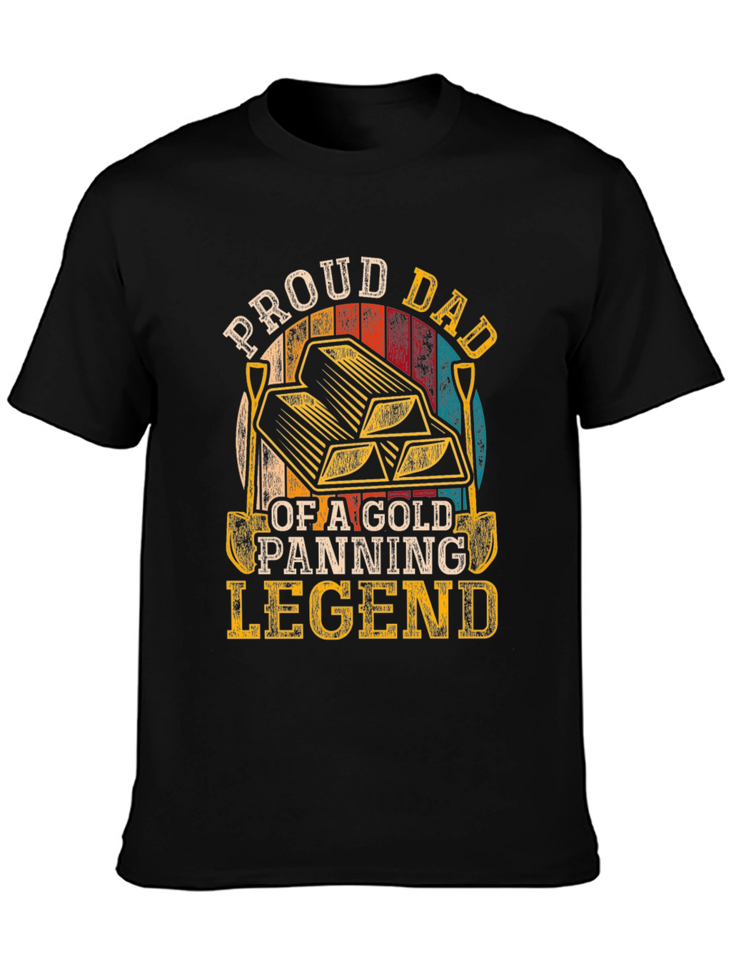 Proud Dad Gold Panning Legend Black T-Shirt