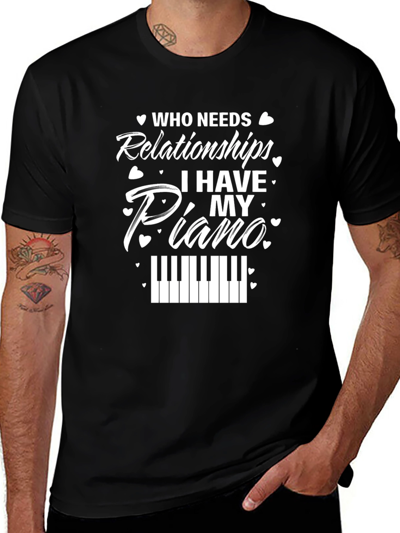 Who Needs Relationships? Piano Graphic T-Shirt