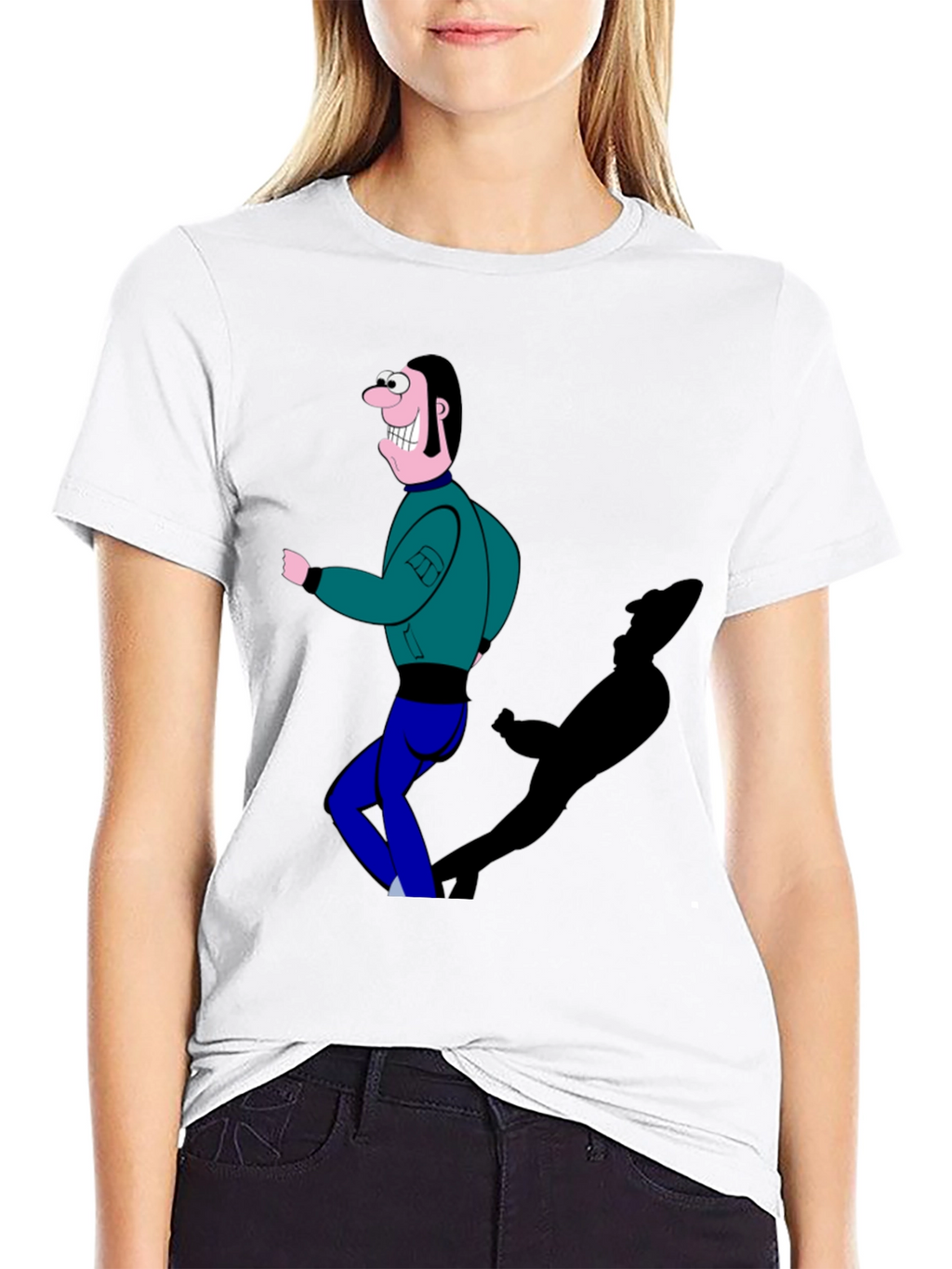 Cartoon Man Graphic T-Shirt Black Tee