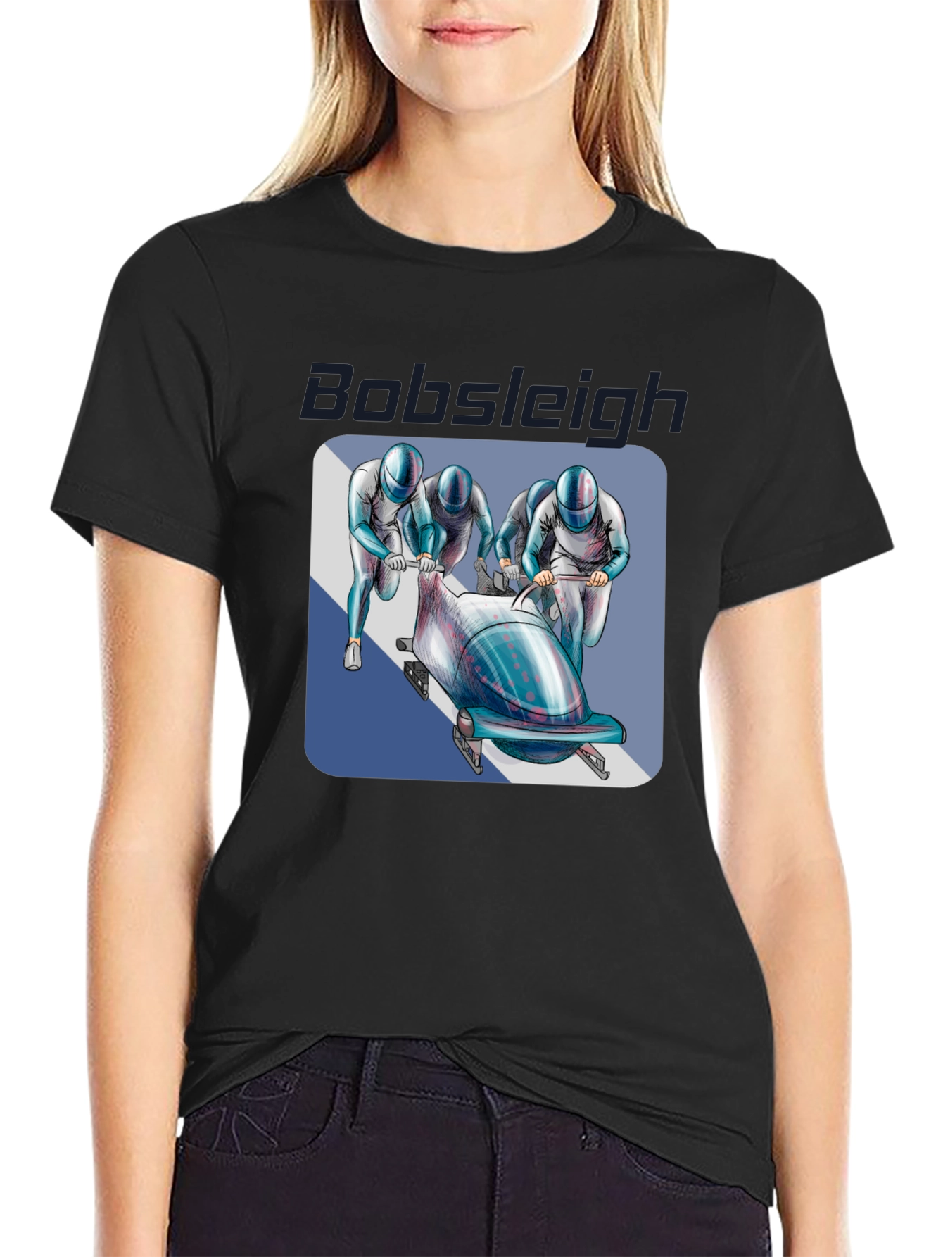 Bobsleigh Team Graphic Tee - Black Cotton Blend