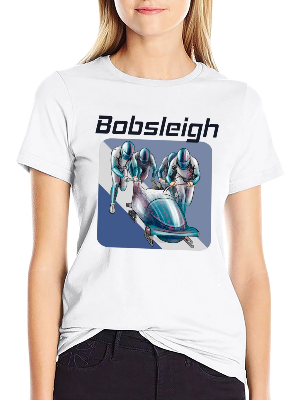 Bobsleigh Team Graphic Tee - Black Cotton Blend