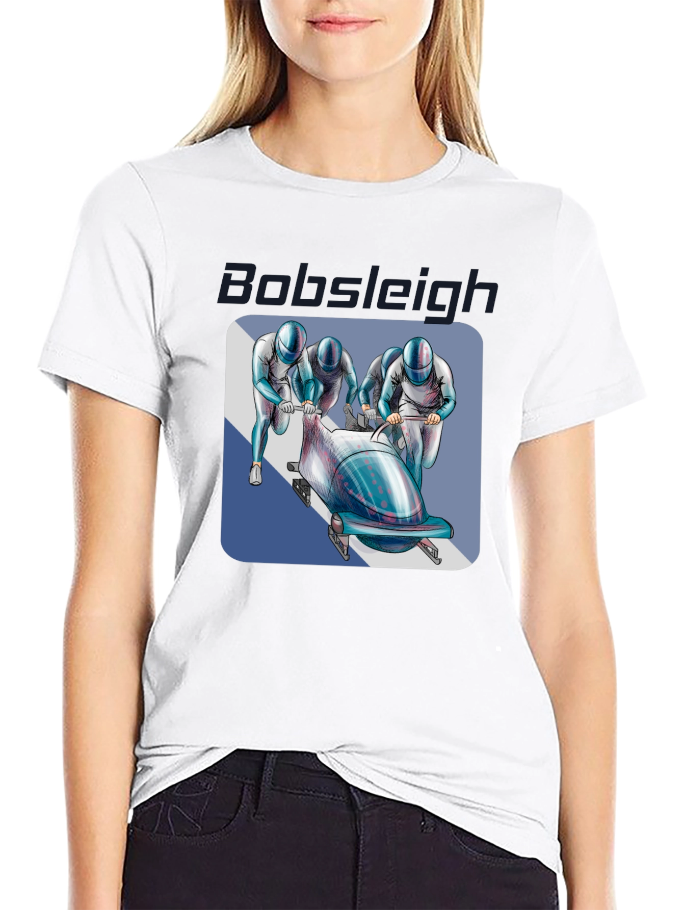 Bobsleigh Team Graphic Tee - Black Cotton Blend