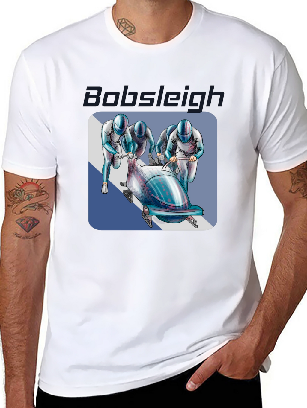 Bobsleigh Team Graphic Tee - Black Cotton Blend