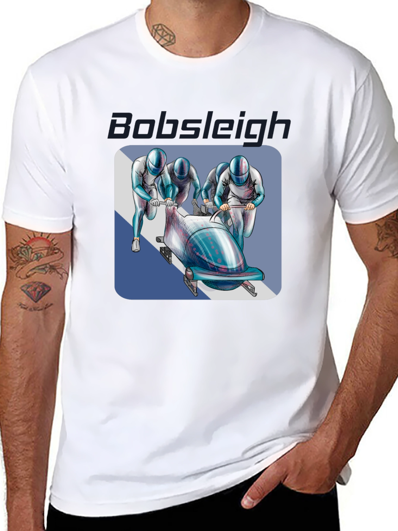 Bobsleigh Team Graphic Tee - Black Cotton Blend