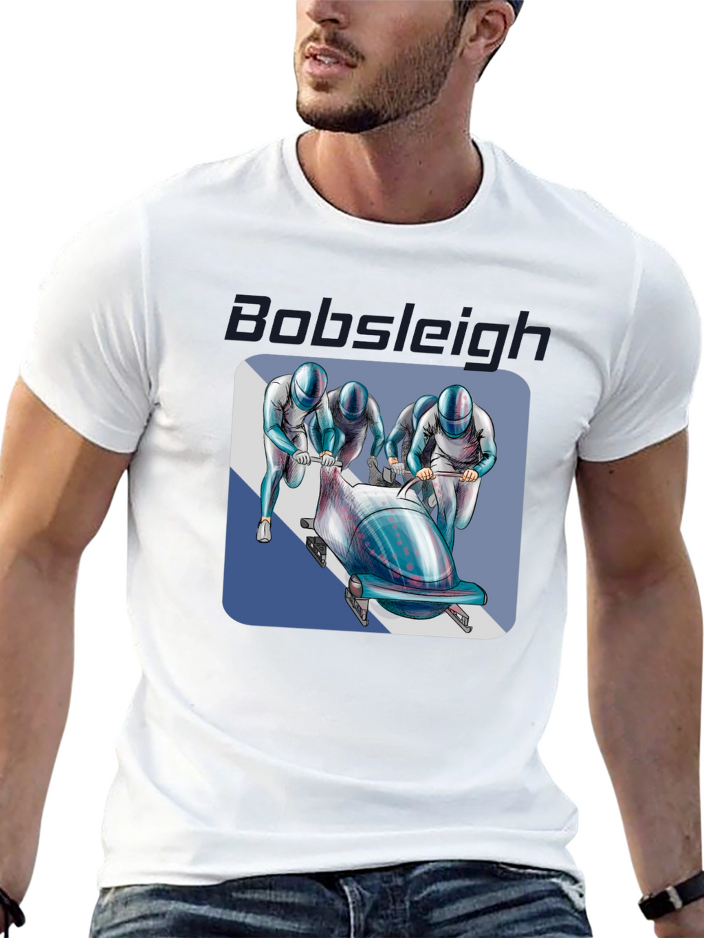 Bobsleigh Team Graphic Tee - Black Cotton Blend