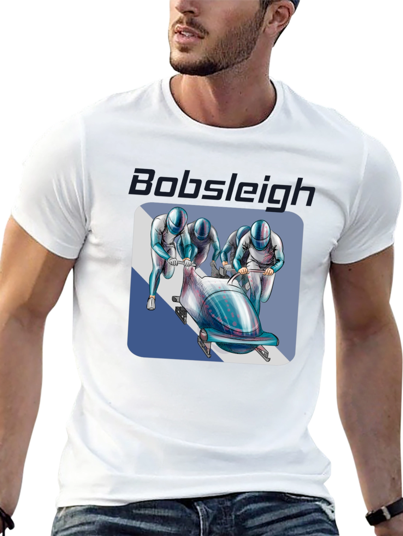 Bobsleigh Team Graphic Tee - Black Cotton Blend