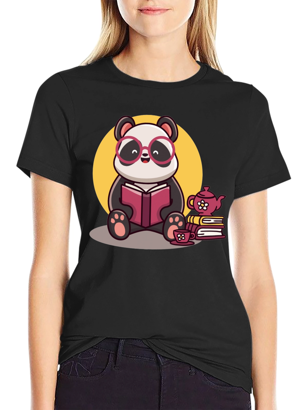 Bookish Panda Graphic Tee - Reading Panda Shirt