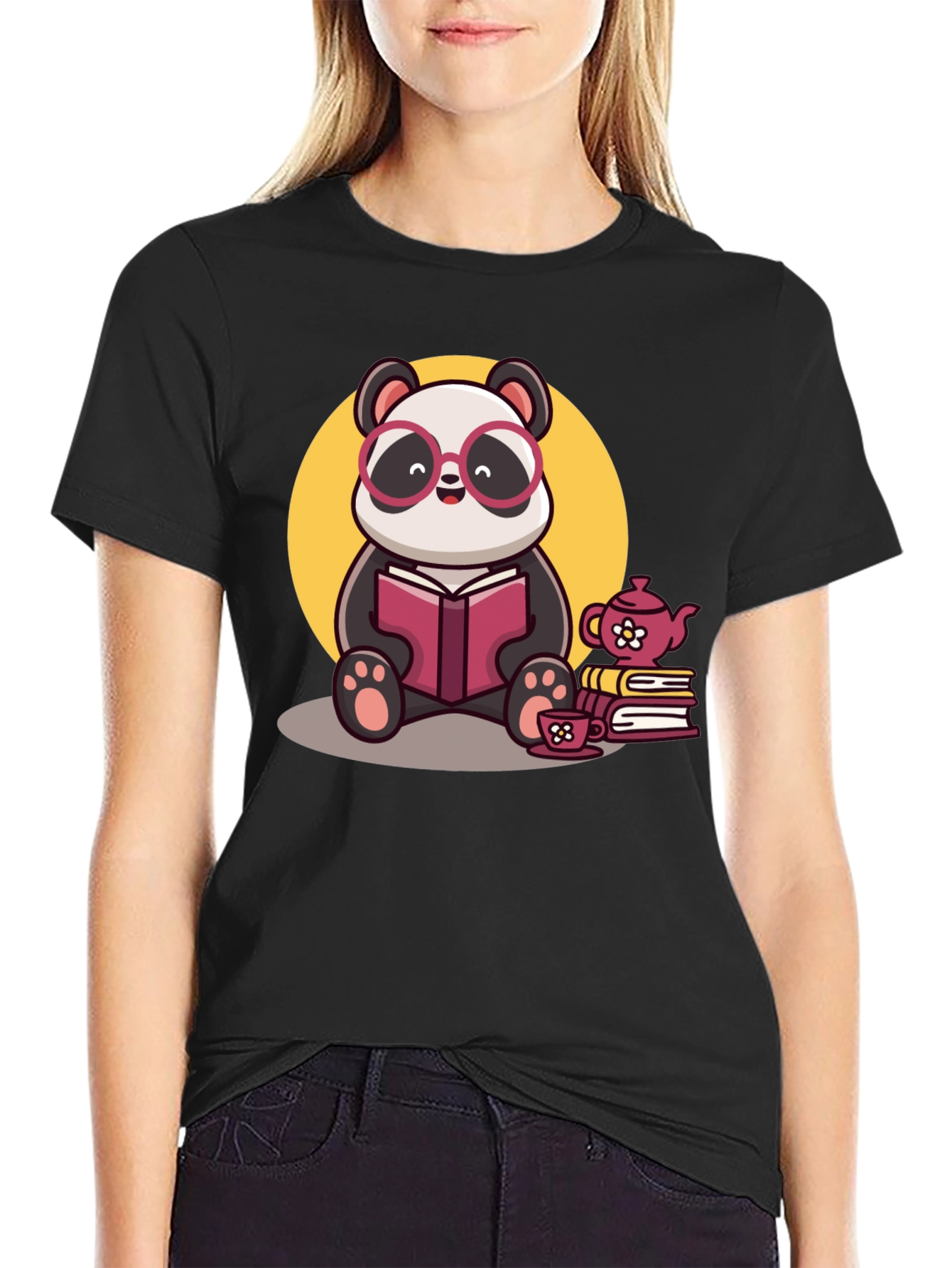Bookish Panda Graphic Tee - Reading Panda Shirt
