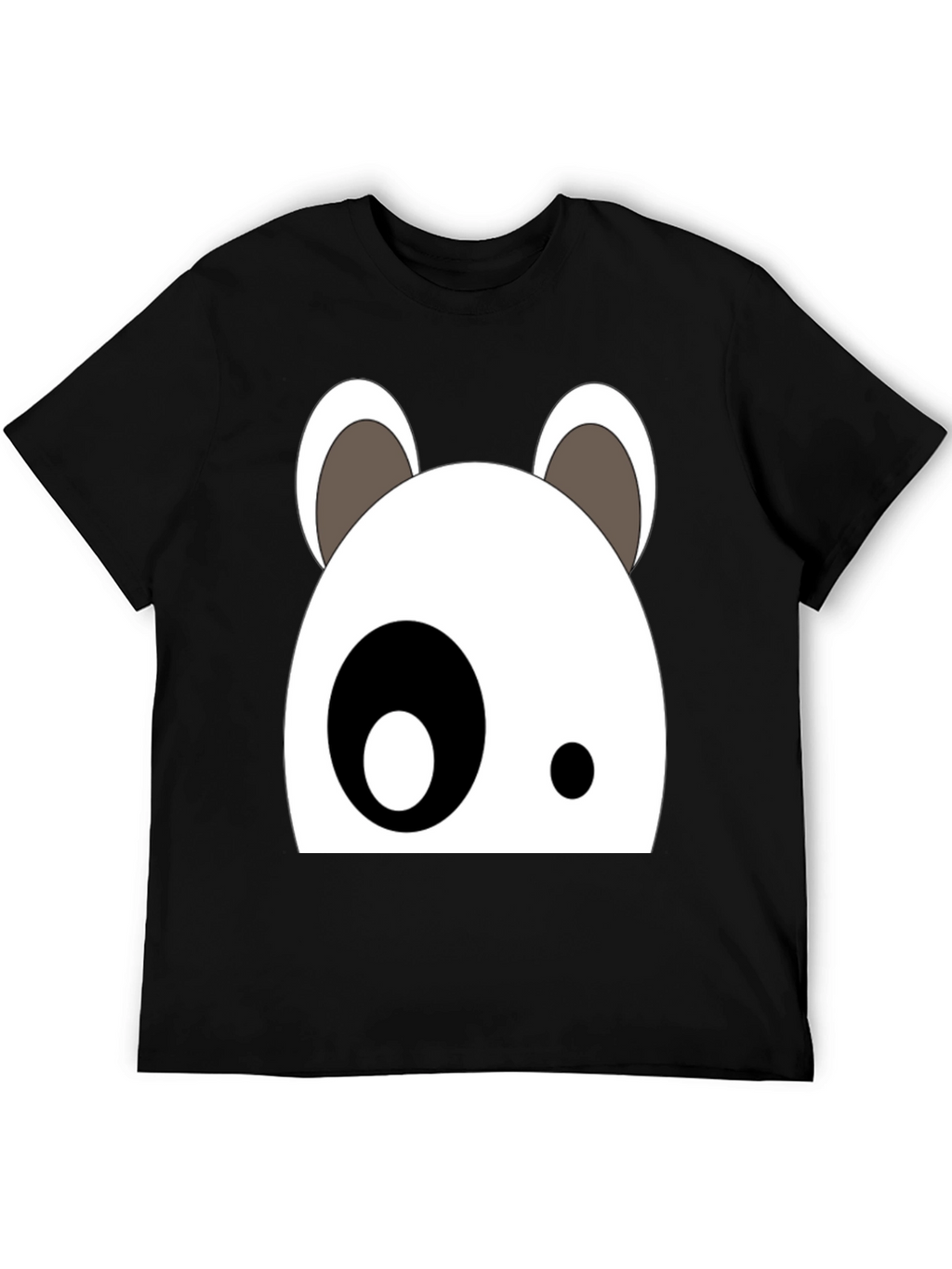 Cartoon Panda Face Black Graphic Tee