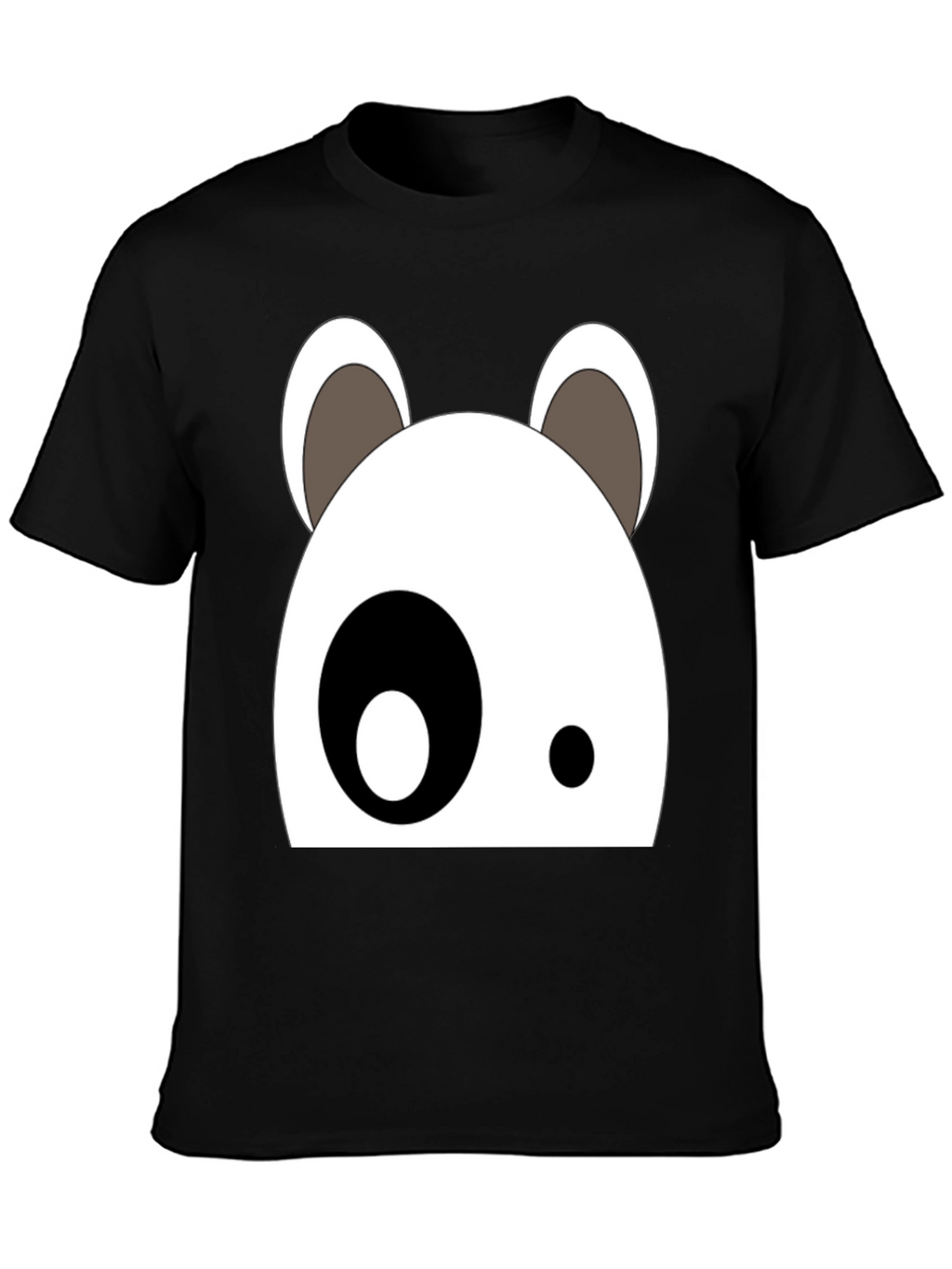 Cartoon Panda Face Black Graphic Tee