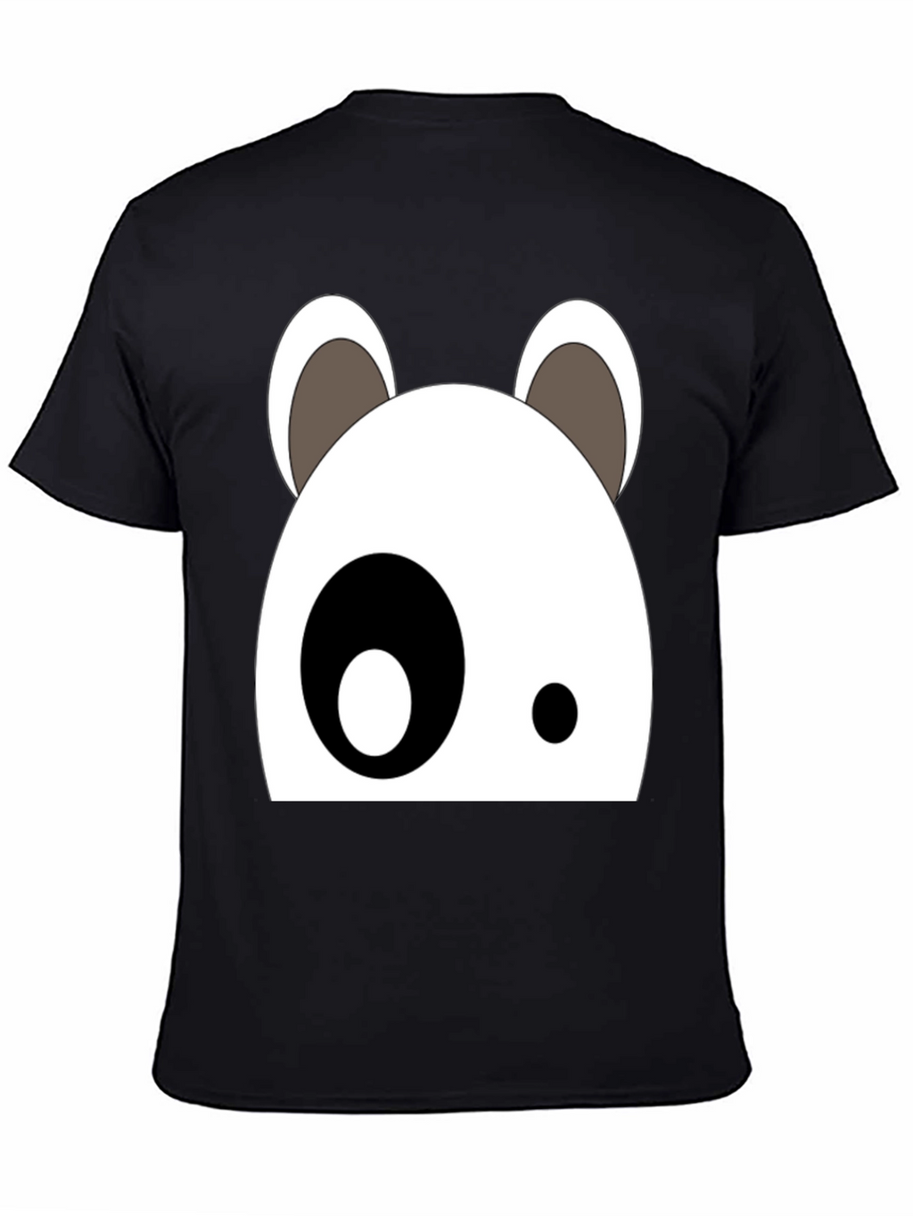 Cartoon Panda Face Black Graphic Tee