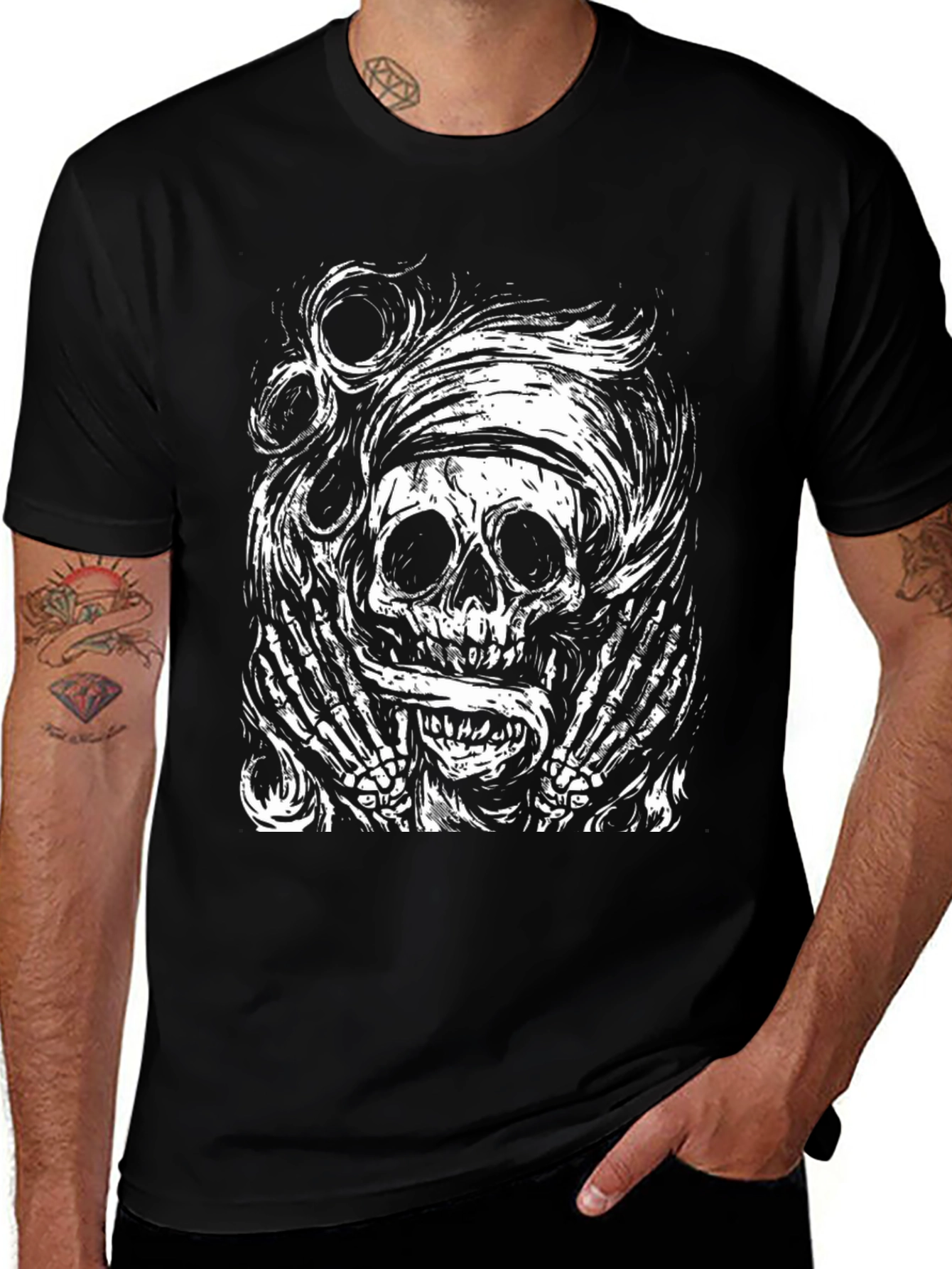 Skull & Bones Graphic Tee - Black