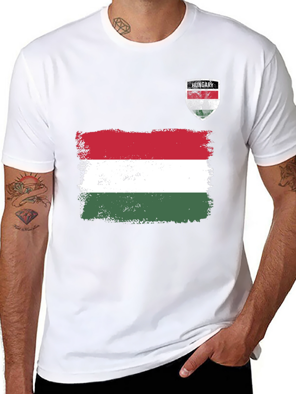 Hungary Flag T-Shirt Distressed Crest Patriotic Pride Tee