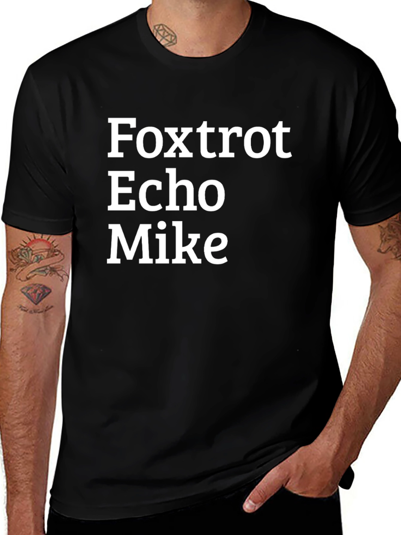 Foxtrot Echo Mike T-Shirt - Bold Military Alphabet Design