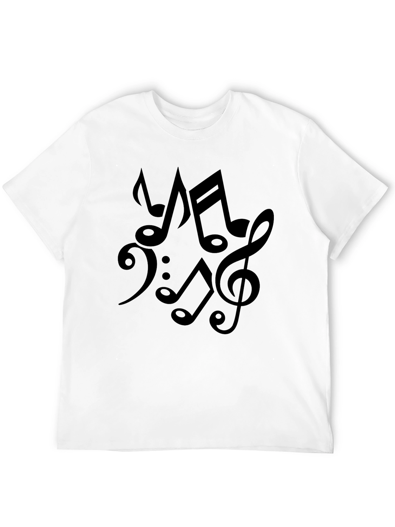 Musical Notes Black Cotton T-Shirt