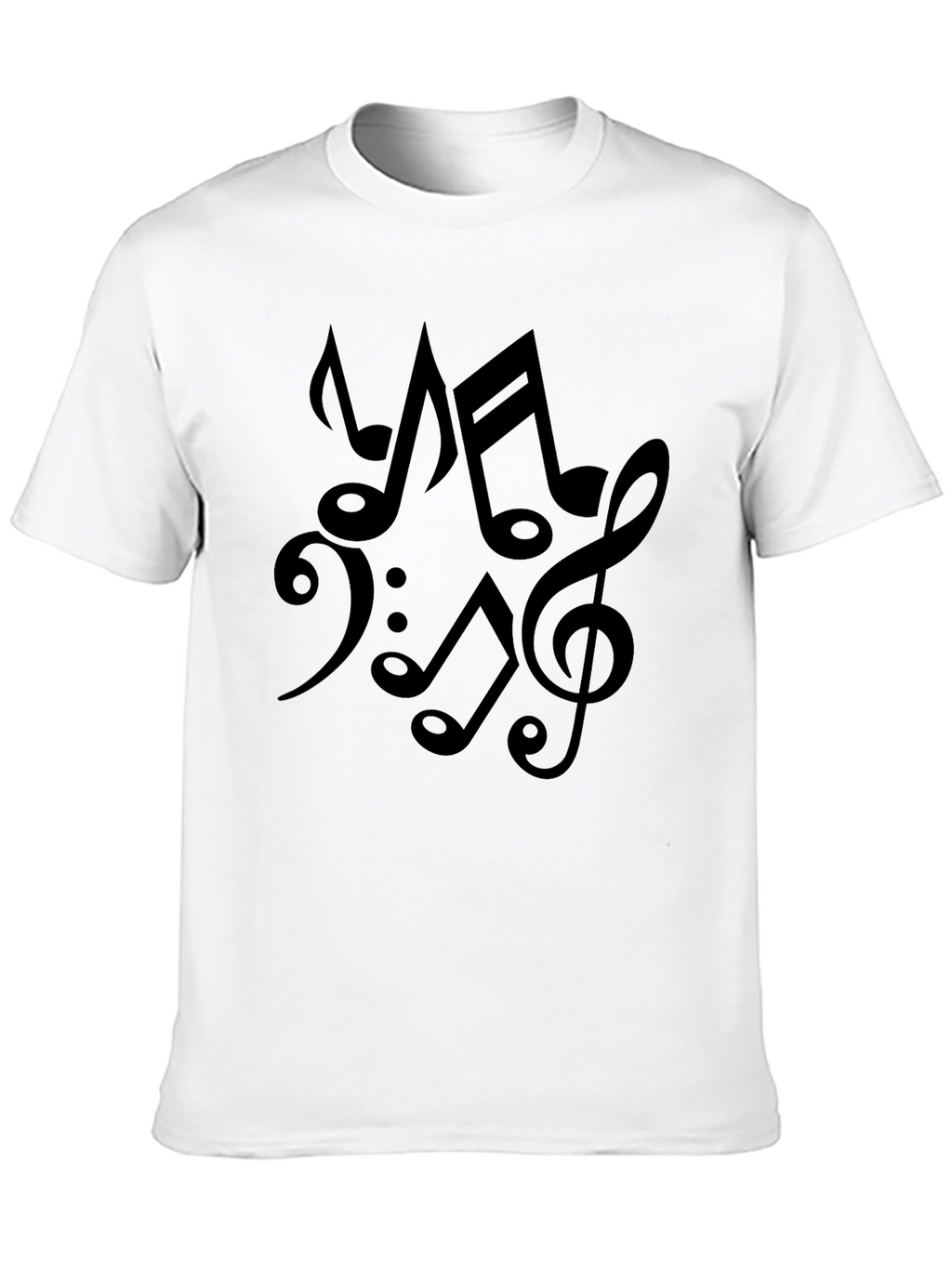 Musical Notes Black Cotton T-Shirt