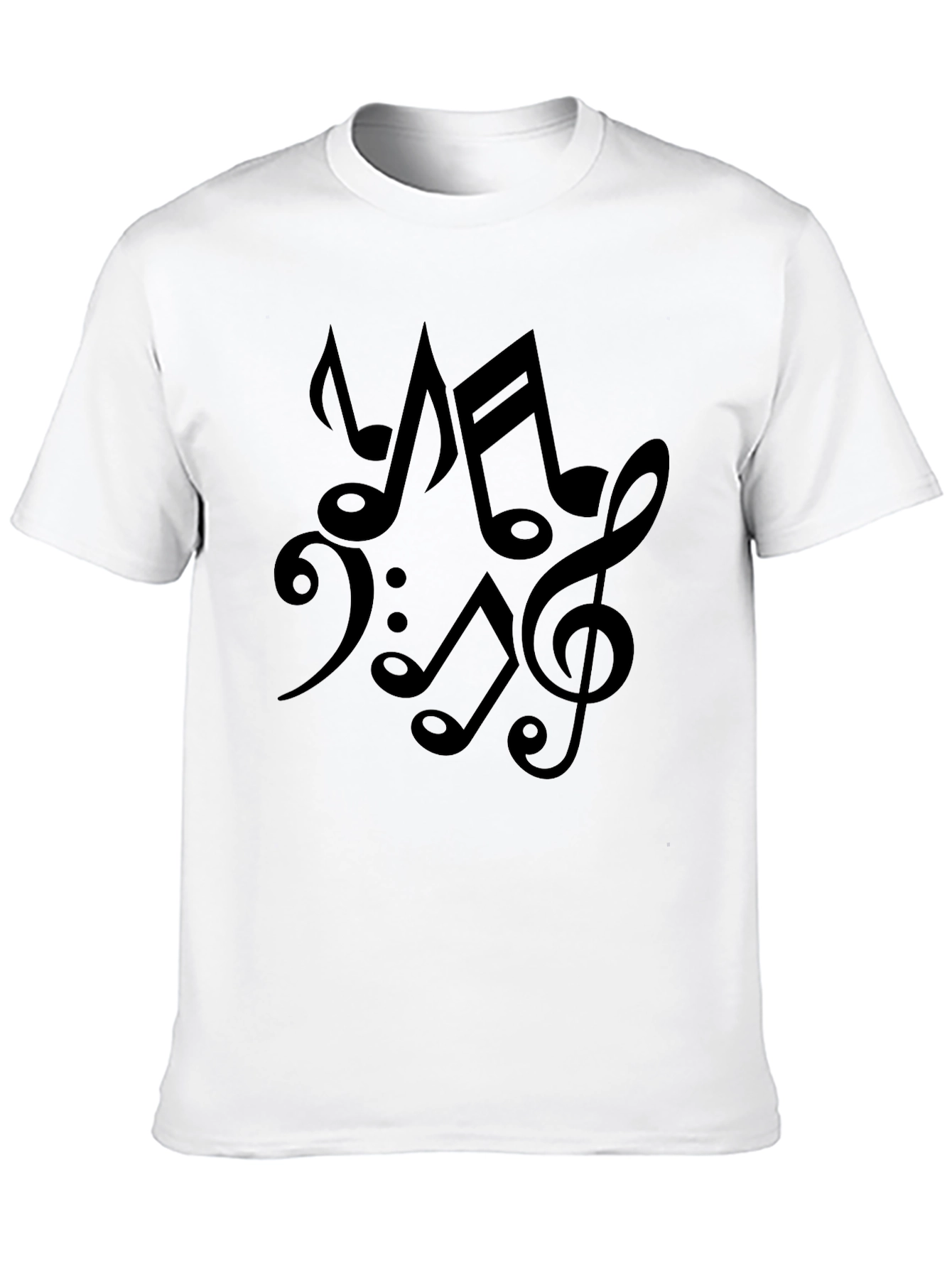 Musical Notes Black Cotton T-Shirt