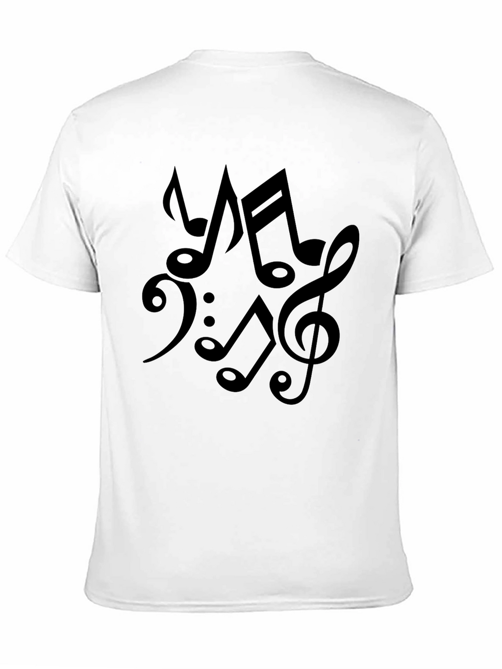 Musical Notes Black Cotton T-Shirt