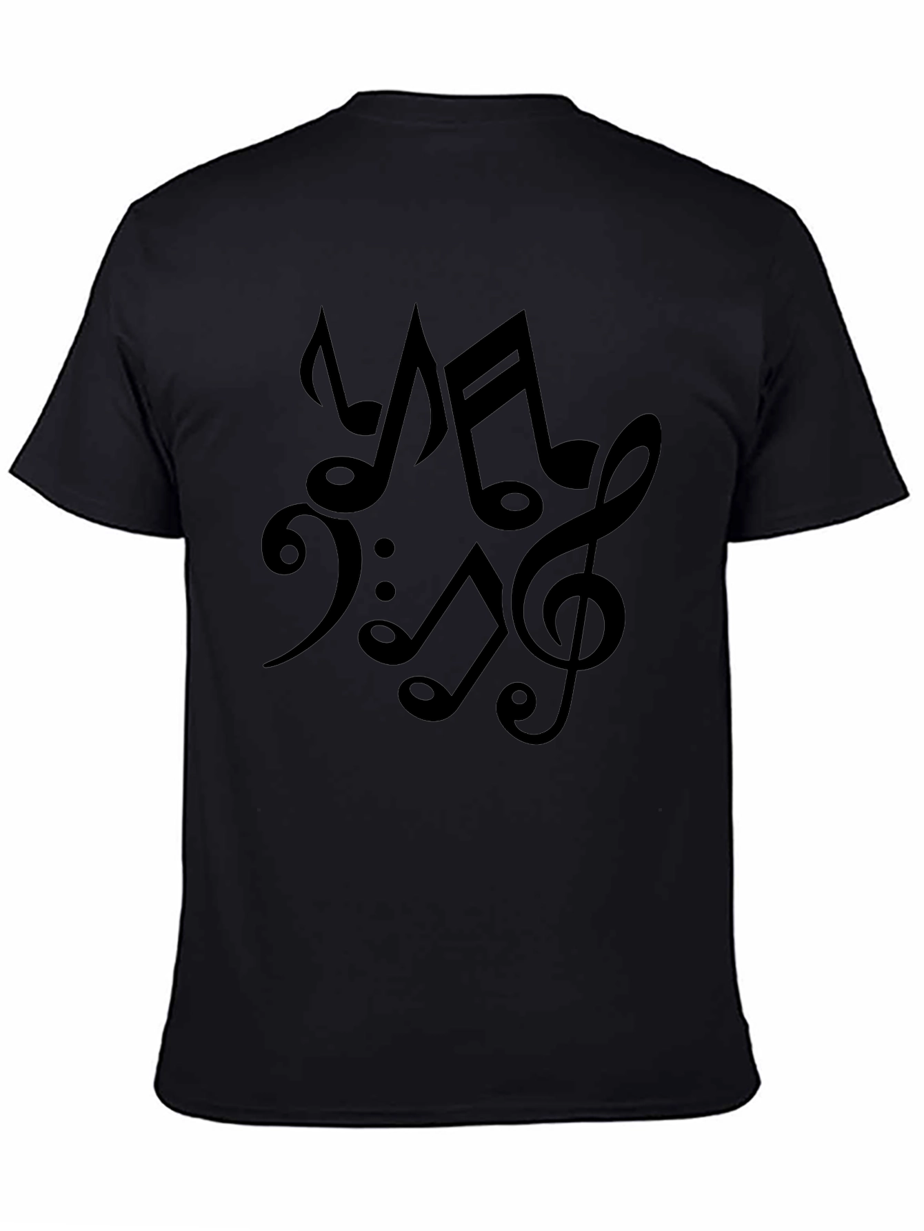 Musical Notes Black Cotton T-Shirt