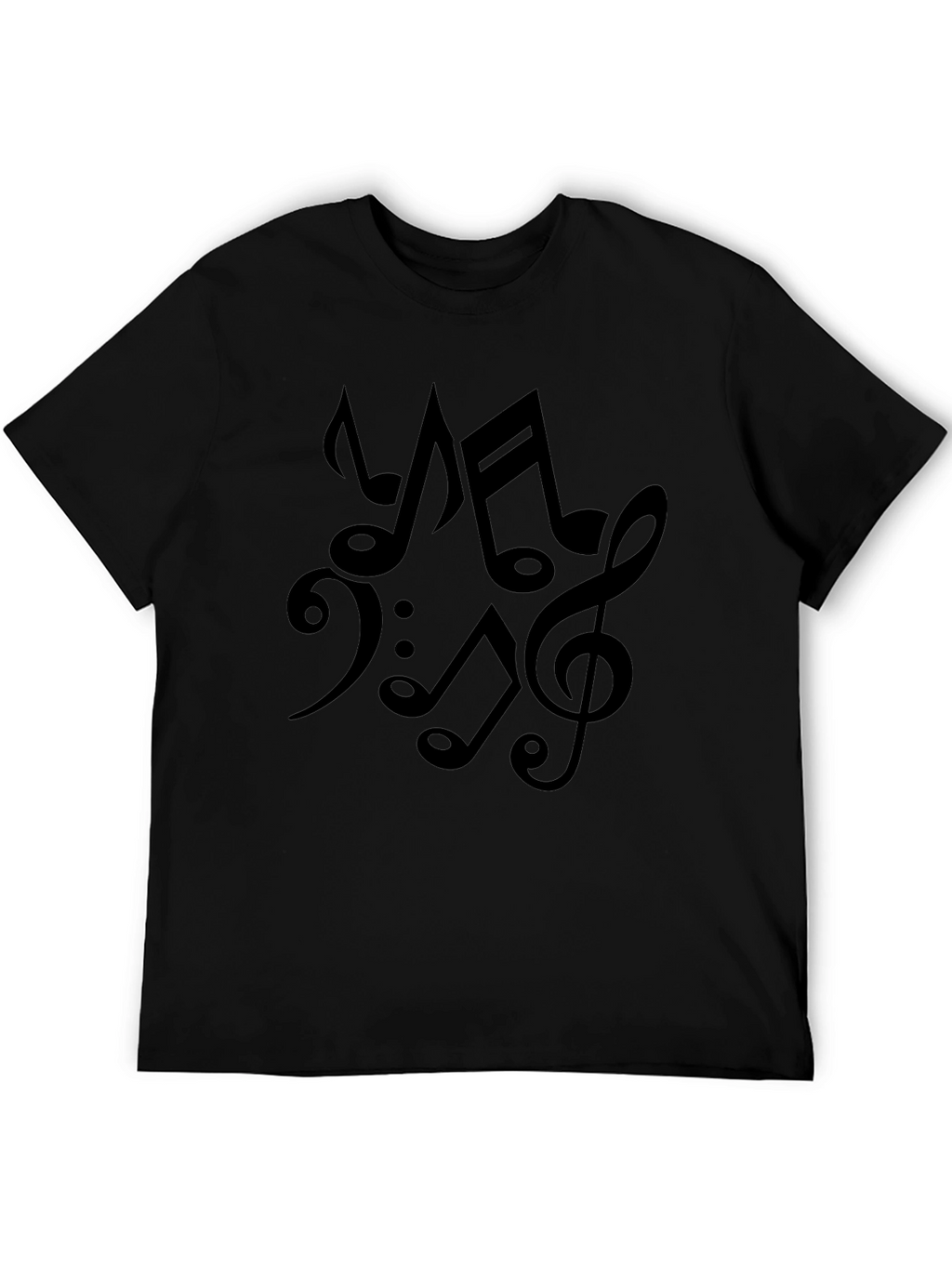 Musical Notes Black Cotton T-Shirt